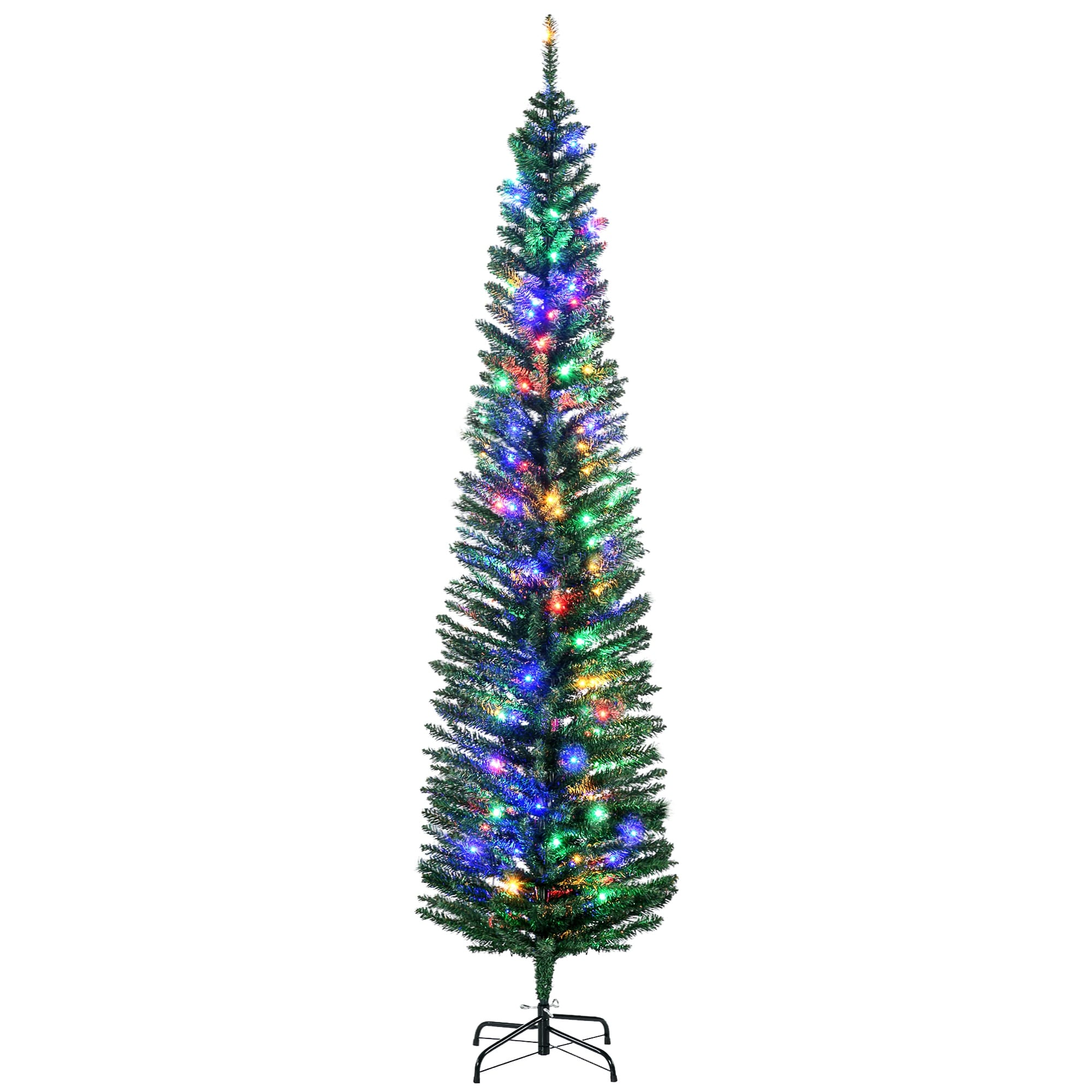 Slim 7ft Artificial Christmas Tree with Colorful LED Lights and 499 Tips