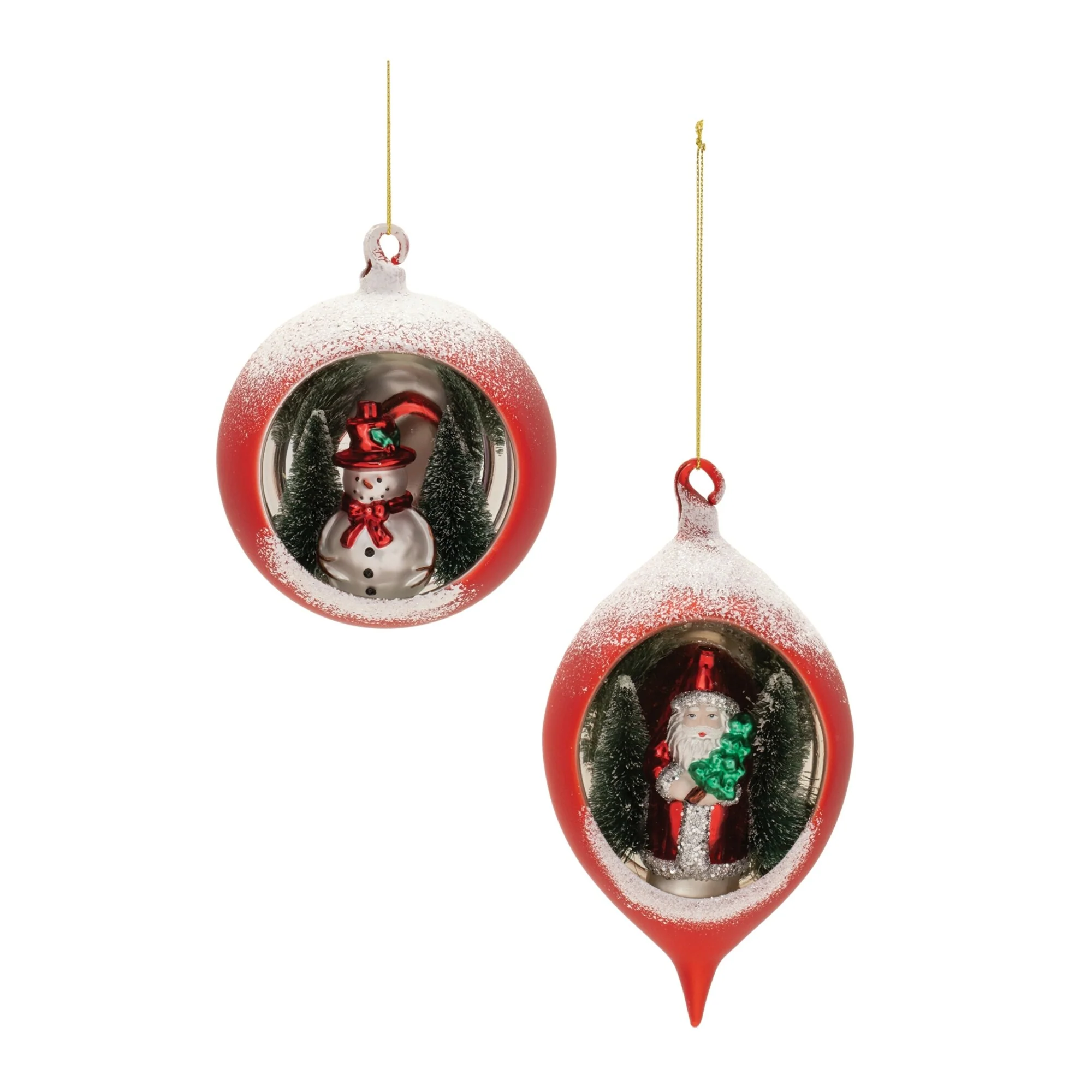 Snowman and Santa Mercury Glass Christmas Ornaments - 7