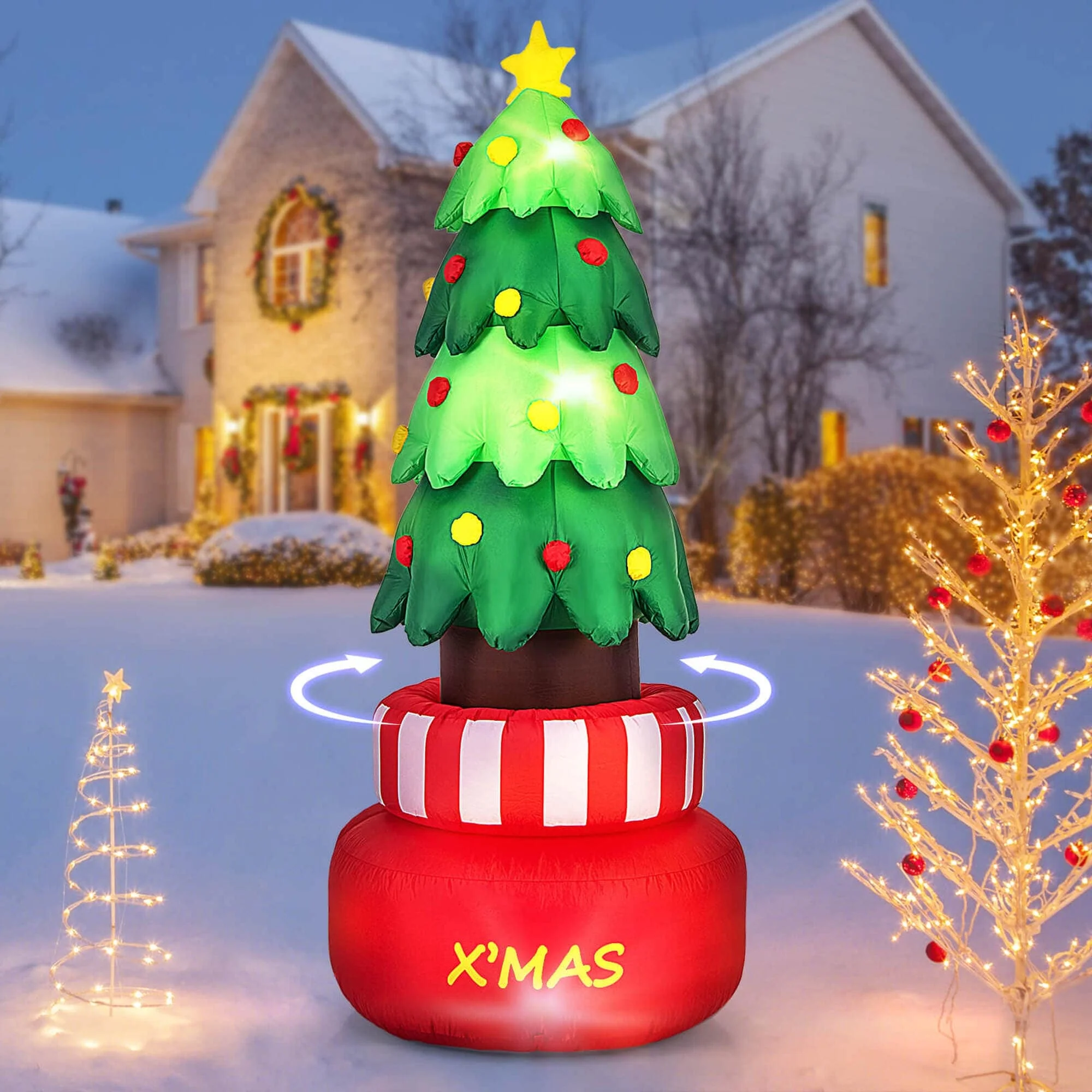 Costway 8 FT Christmas Inflatables with Built-in LED Lights Water Bags - See Details