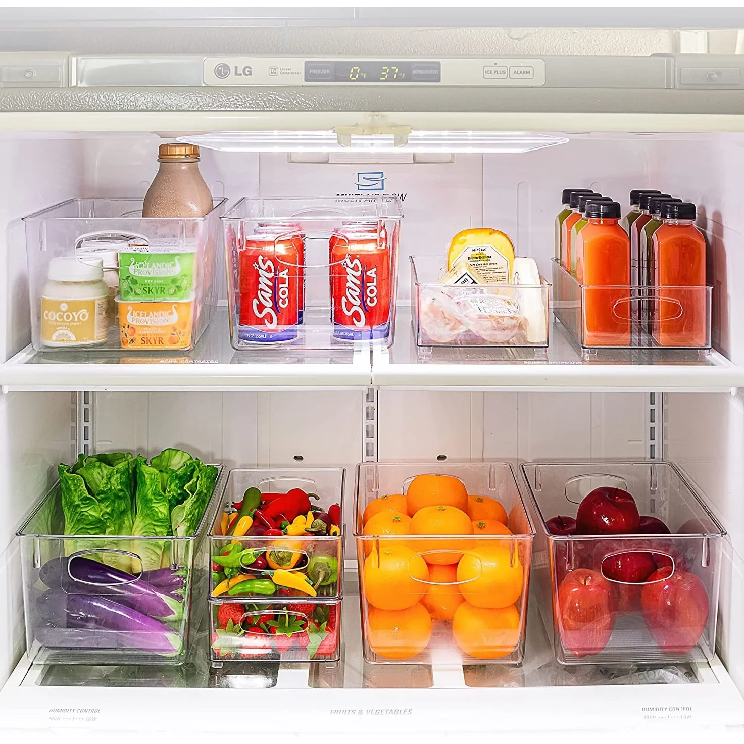 Sorbus Clear Plastic Organizer Storage Bin Containers with Handles for Pantry Food & Kitchen Fridge (8-Pack)