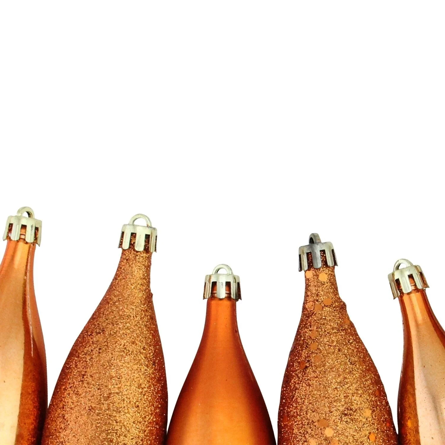 8ct Burnt Orange Shatterproof 4-Finish Christmas Finial Drop Ornaments.