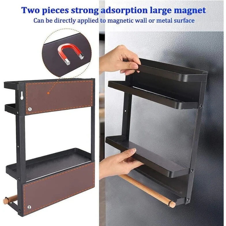 Magnetic Spice Rack for Refrigerator Magnetic Paper Towel Holder - 3.9