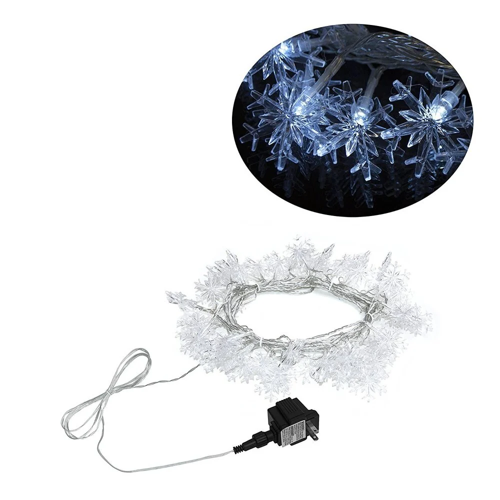 ALEKO Electric 50 LED White Snowflake Christmas Light Lot of 2