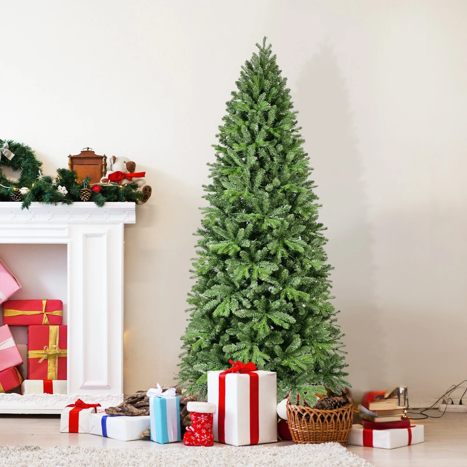 5FT Christmas Tree with 756 PE+PVC Tips-Full-Bodied Holiday Tree with Hinged Branches,Easy Assembly, Stable Metal Stand
