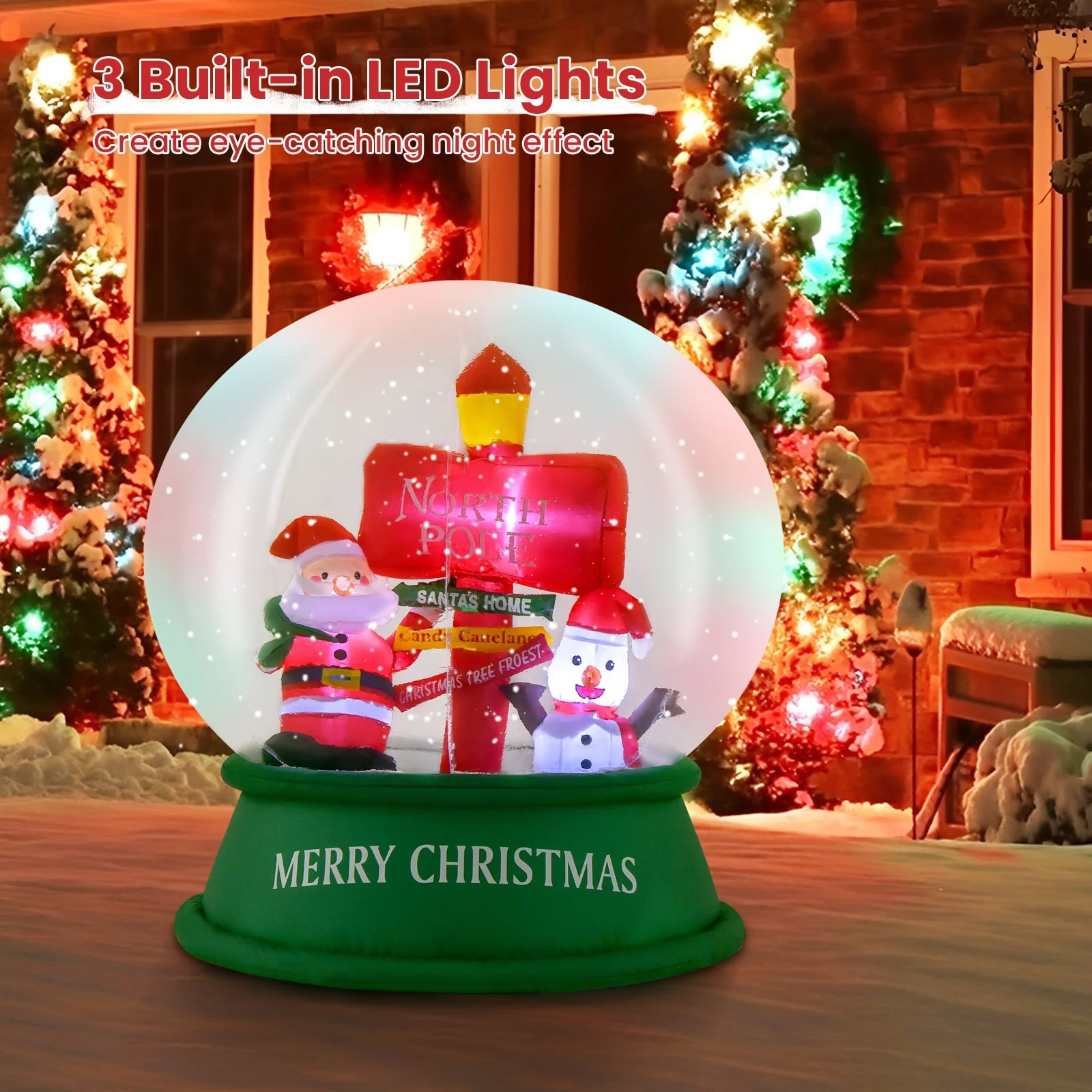 Costway 4 FT Christmas Inflatable Santa Snow Globe Light Up Crystal - See Details