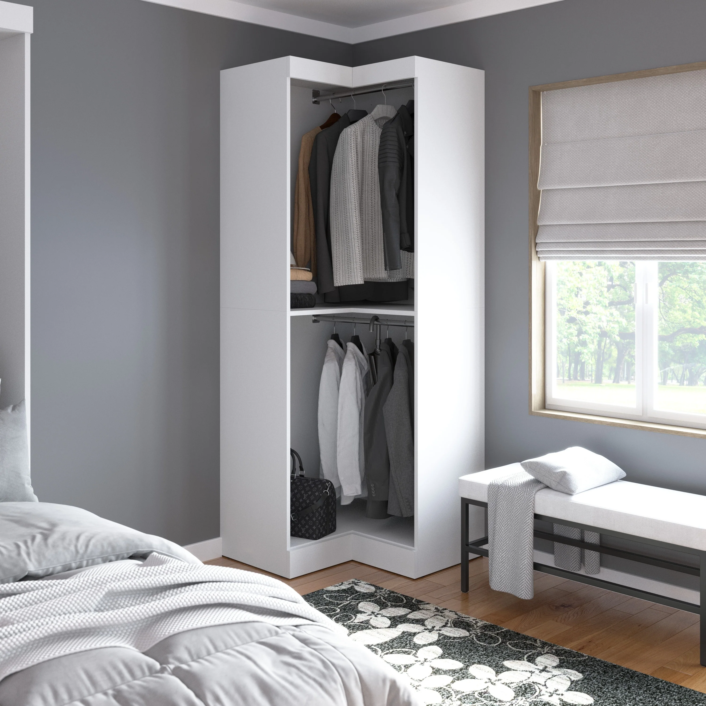 Pur 33W Corner Closet Organizer, Shelving Unit by Bestar