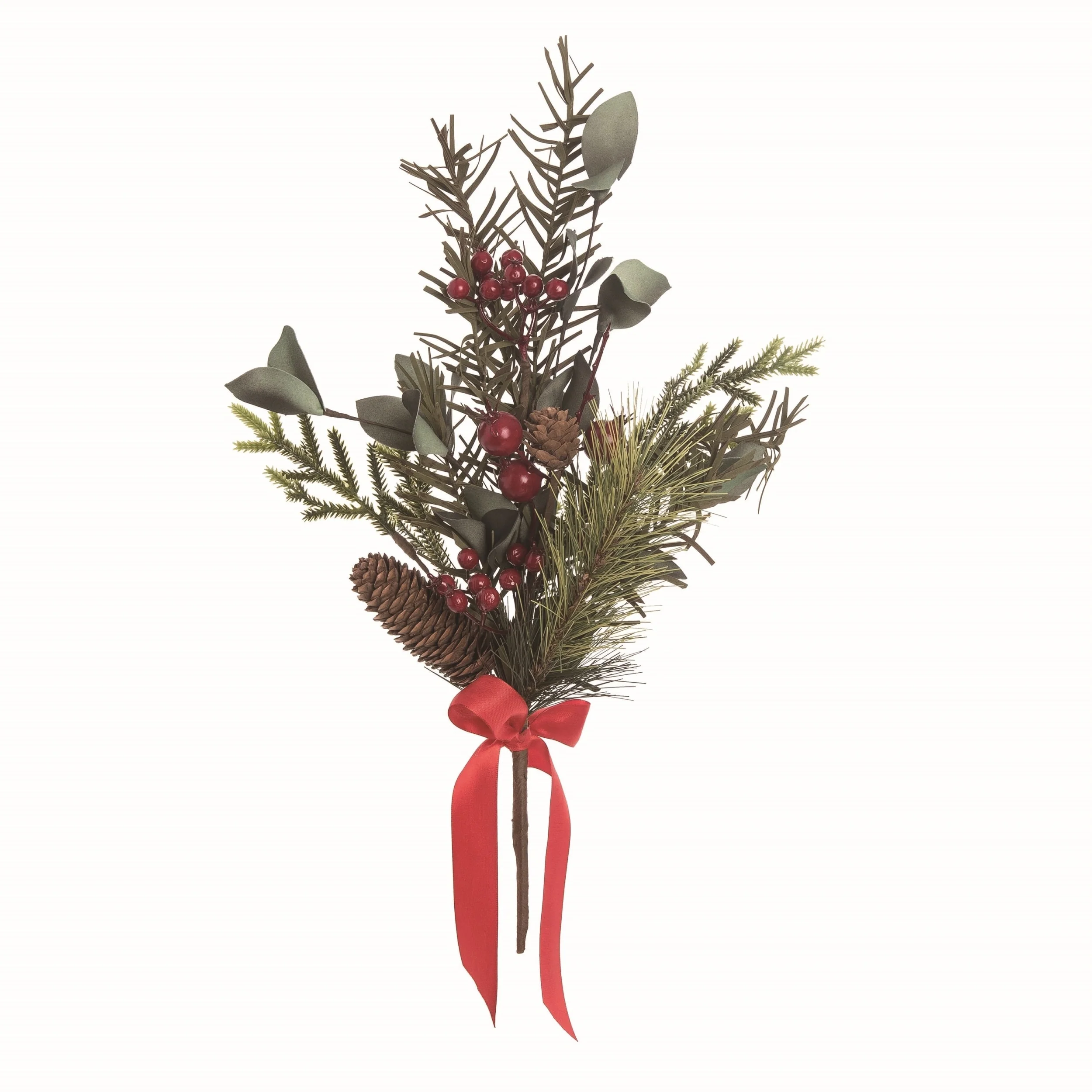 Transpac Artificial 16 in. Multicolor Christmas Leaves and Berry Pick