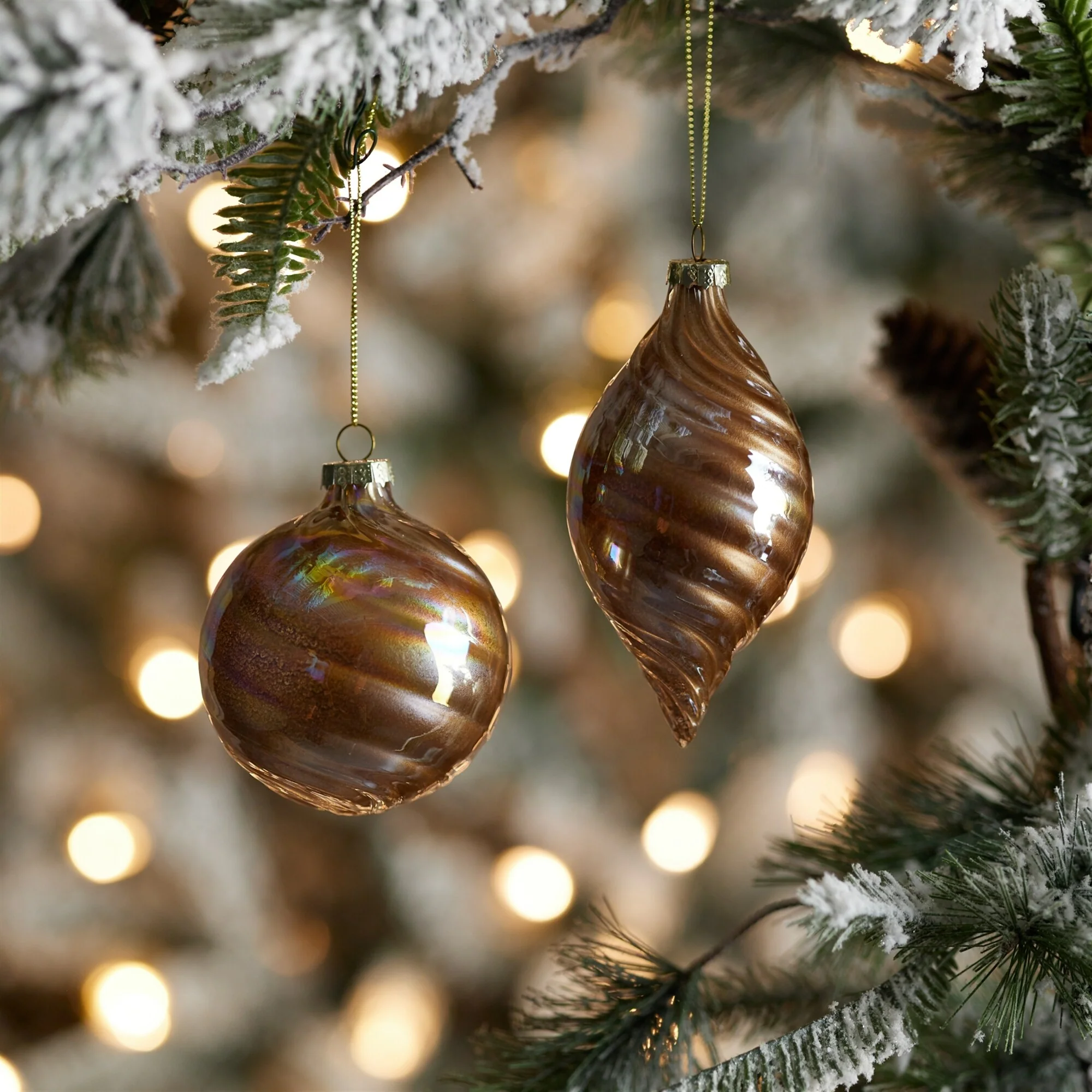 Iridescent Swirl Glass Christmas Ornaments - 5