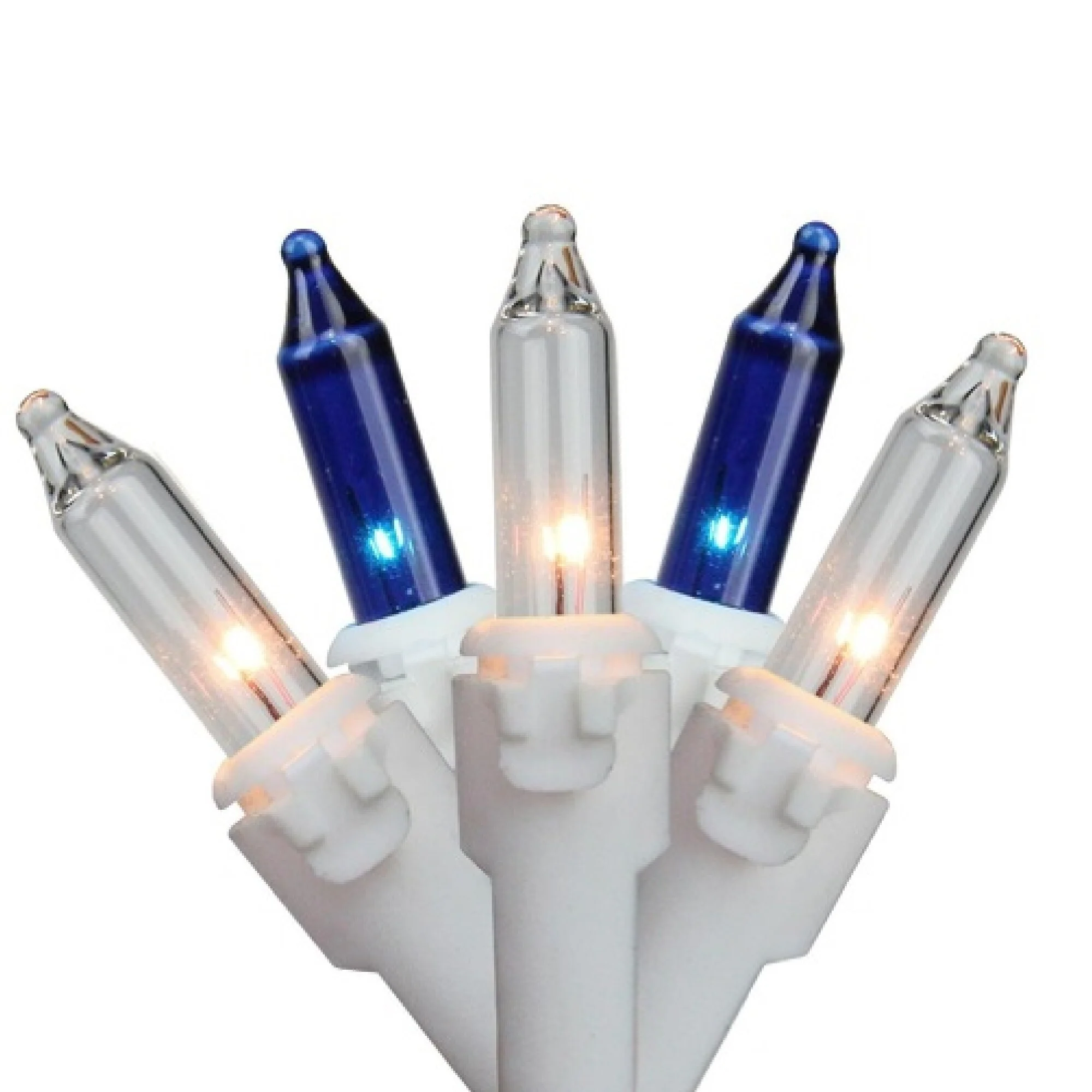 100ct Blue and Clear Mini Icicle Christmas Lights, 5.75ft White Wire