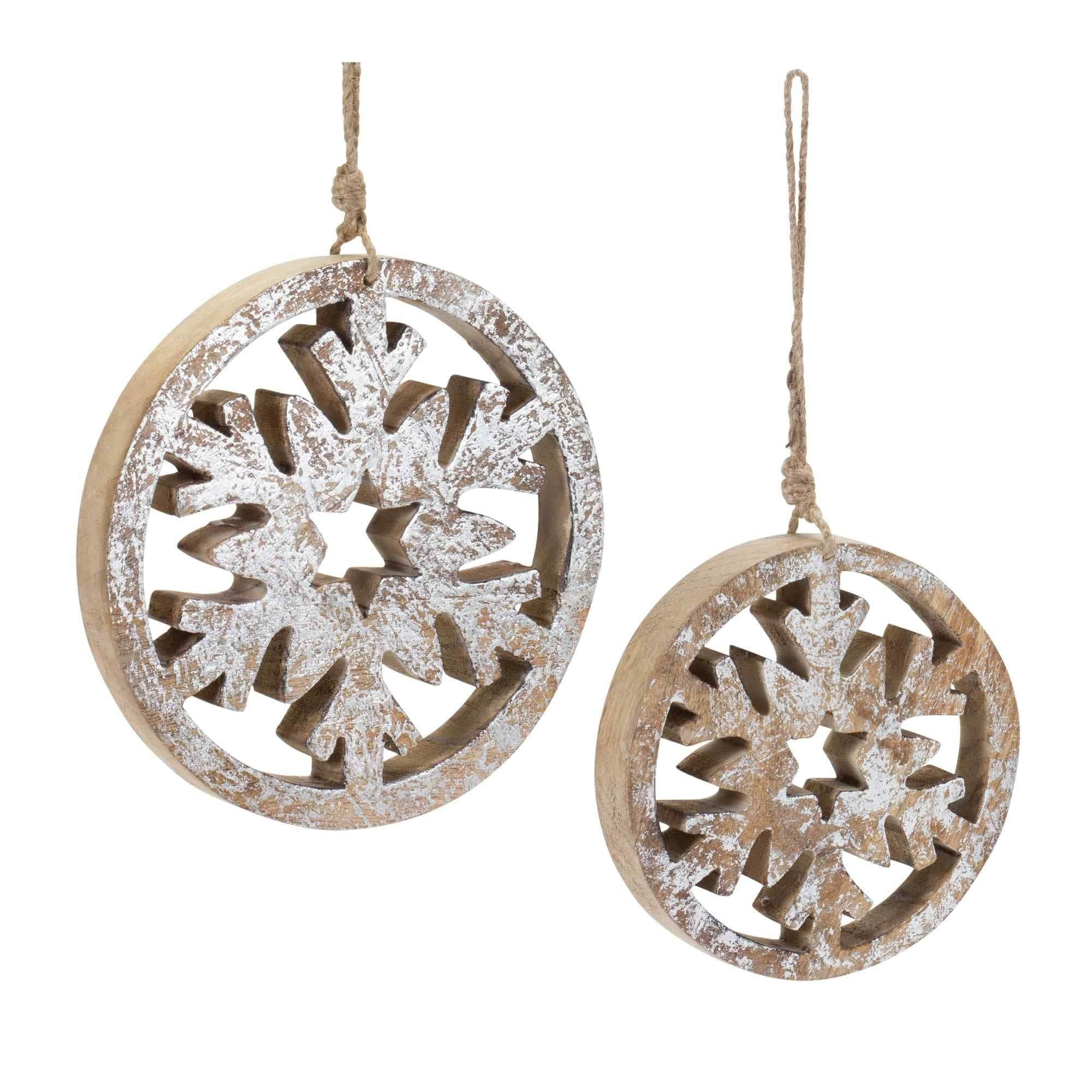Club 12 White Brown Cut Out Snowflake Christmas Disc Ornaments 8