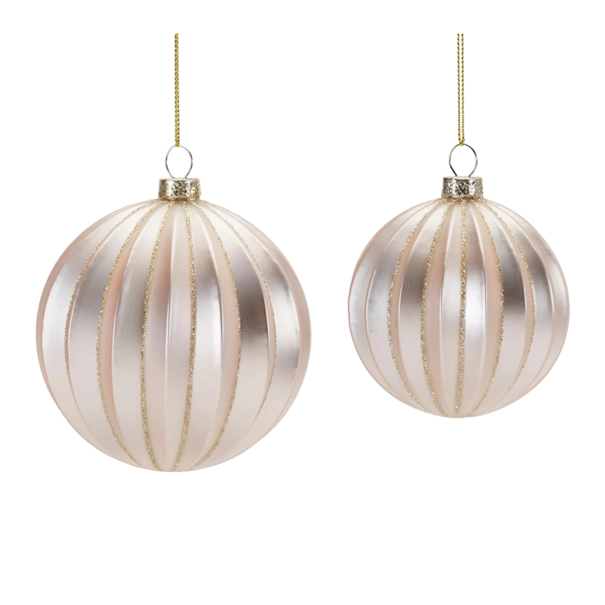 Set of 6 Glass Ball Ornaments with Gold Glitter for Christmas Tree - 3