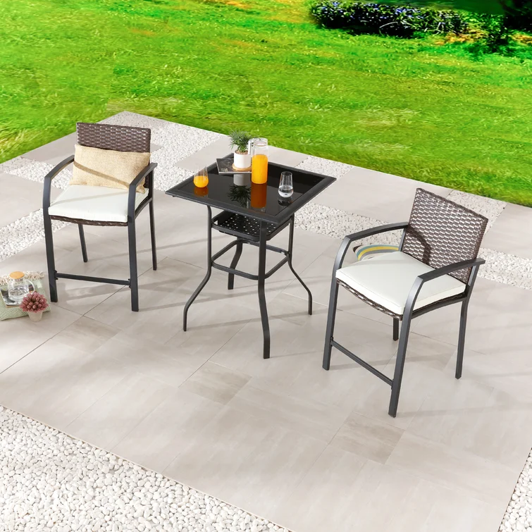 2 - Person Square Outdoor Dining Set with Cushions