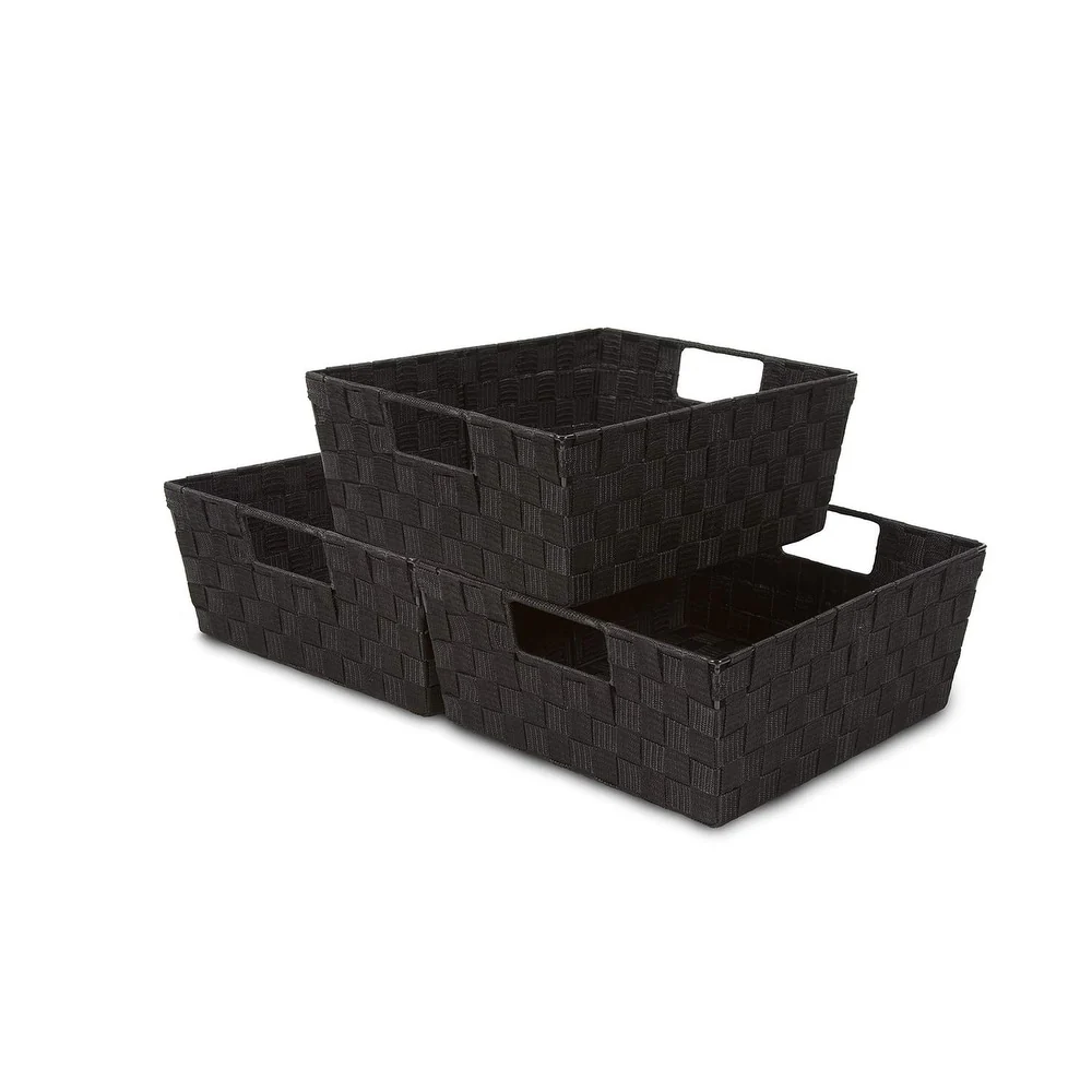 Woven Strap Tote Basket - Black
