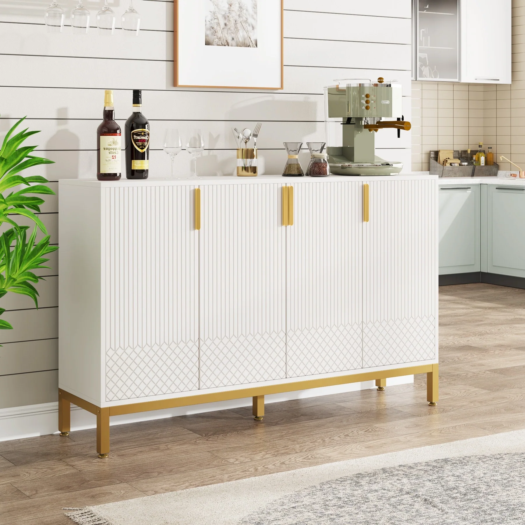 55 Inch Kitchen Sideboard Cabinet, Buffet Cabinet with Storage