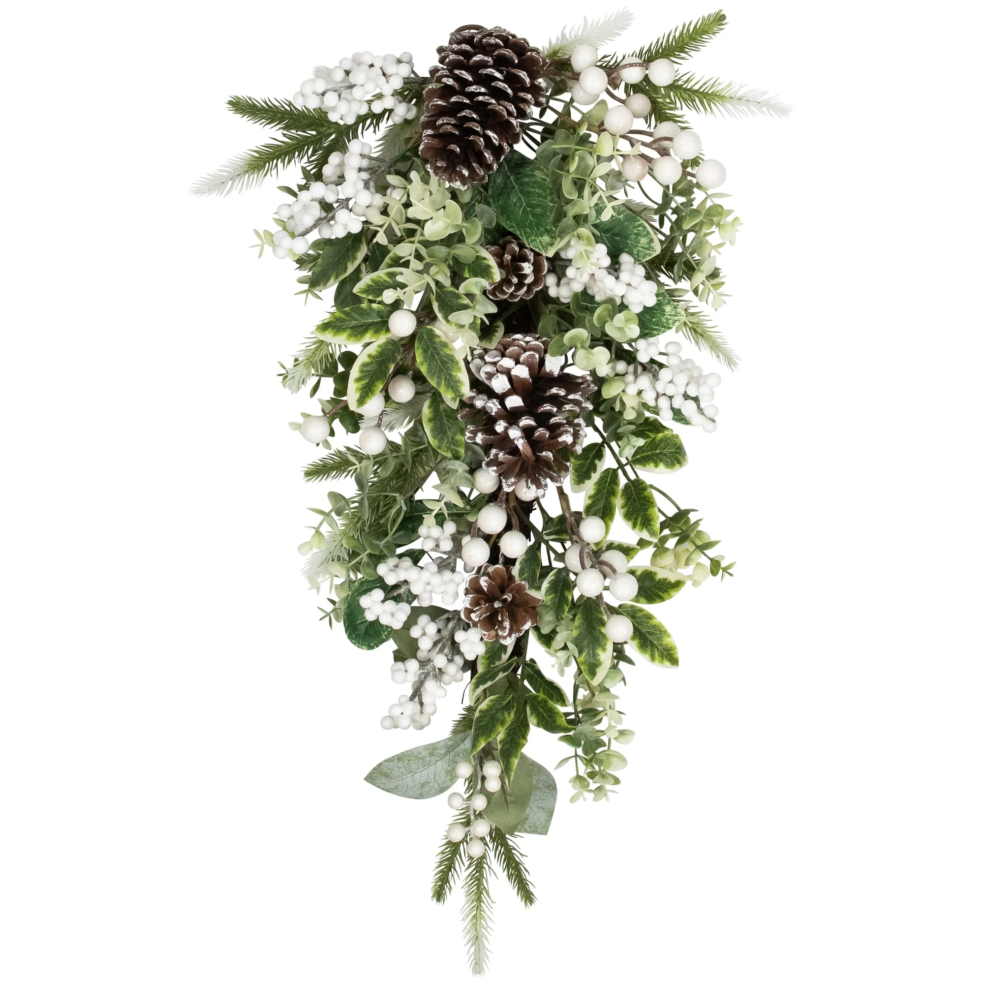 Glittered Berries and Eucalyptus Artificial Christmas Teardrop Swag - 24