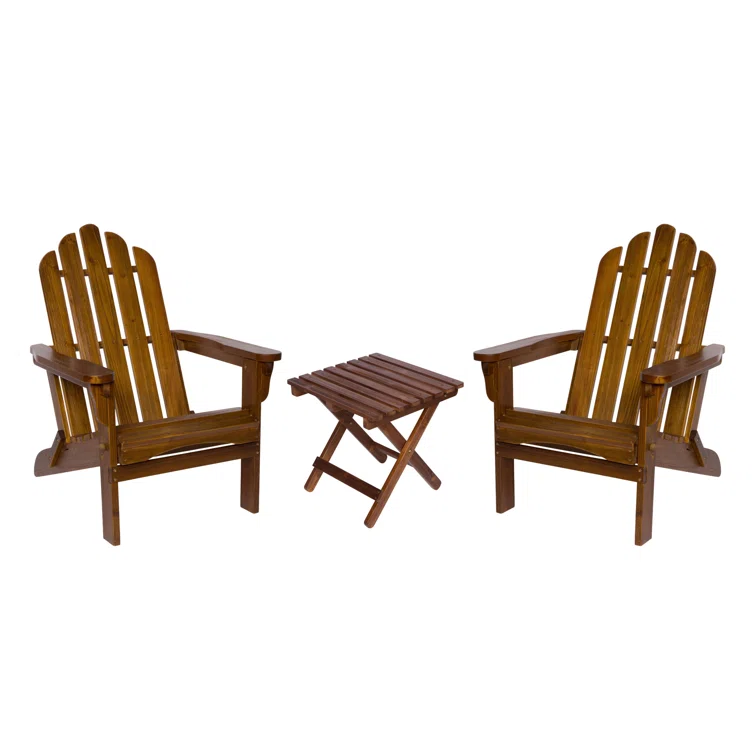 Breeona Wood Folding Adirondack Chairs with Folding Table Set