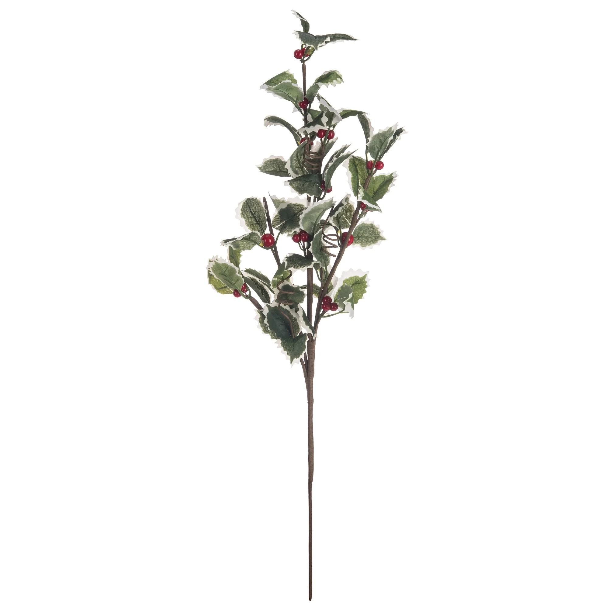 Transpac Fabric 26 in. Green Christmas Nostalgic Holly Spray