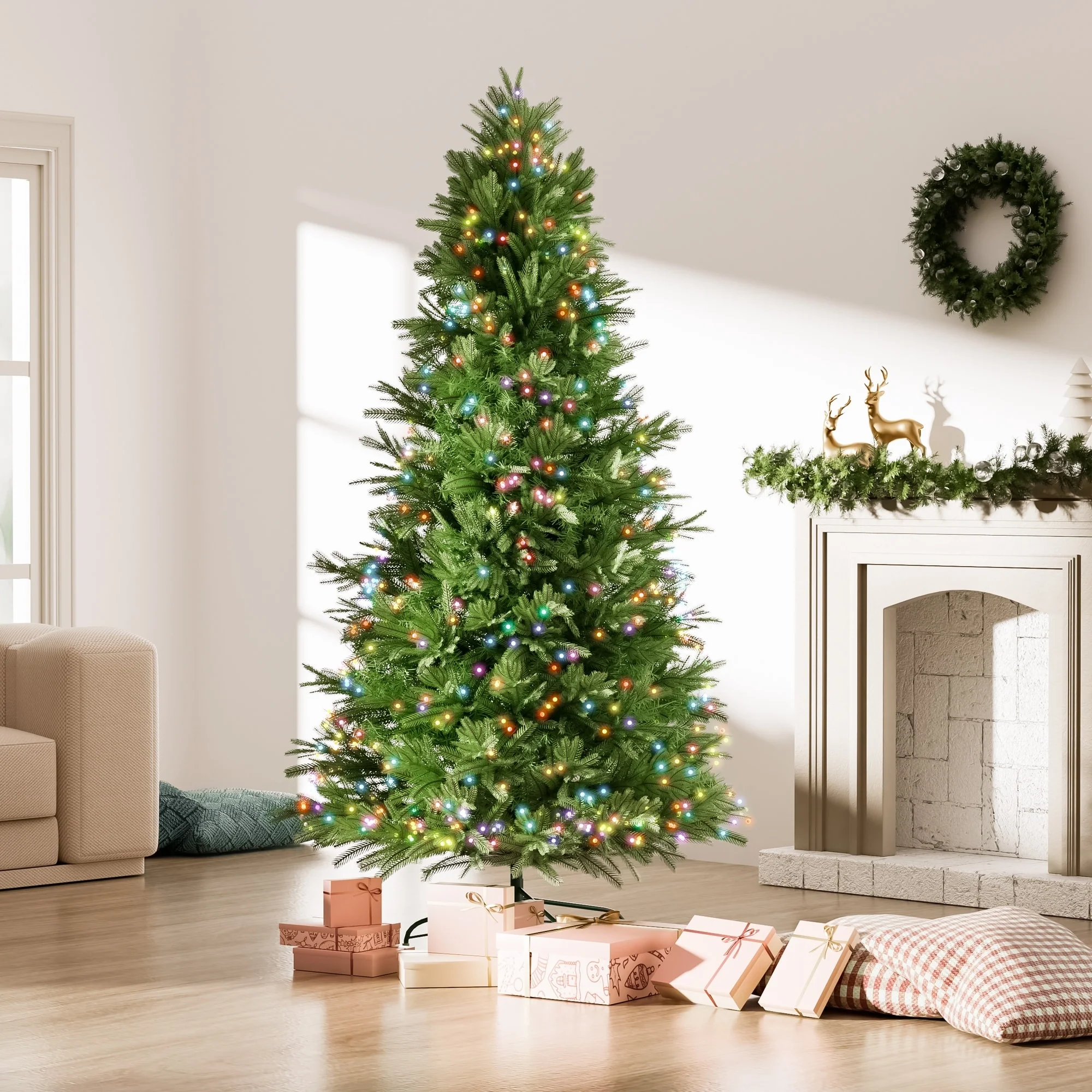 6.5FT Artificial Everett Balsam Tree with LED Lights and Easy Assembly