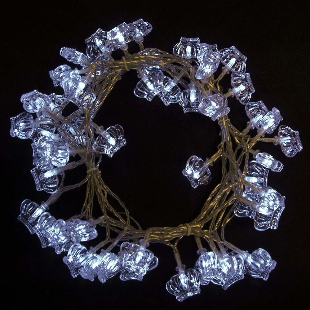 Electric 50 LED White Crown String Light Christmas Light 16 Feet