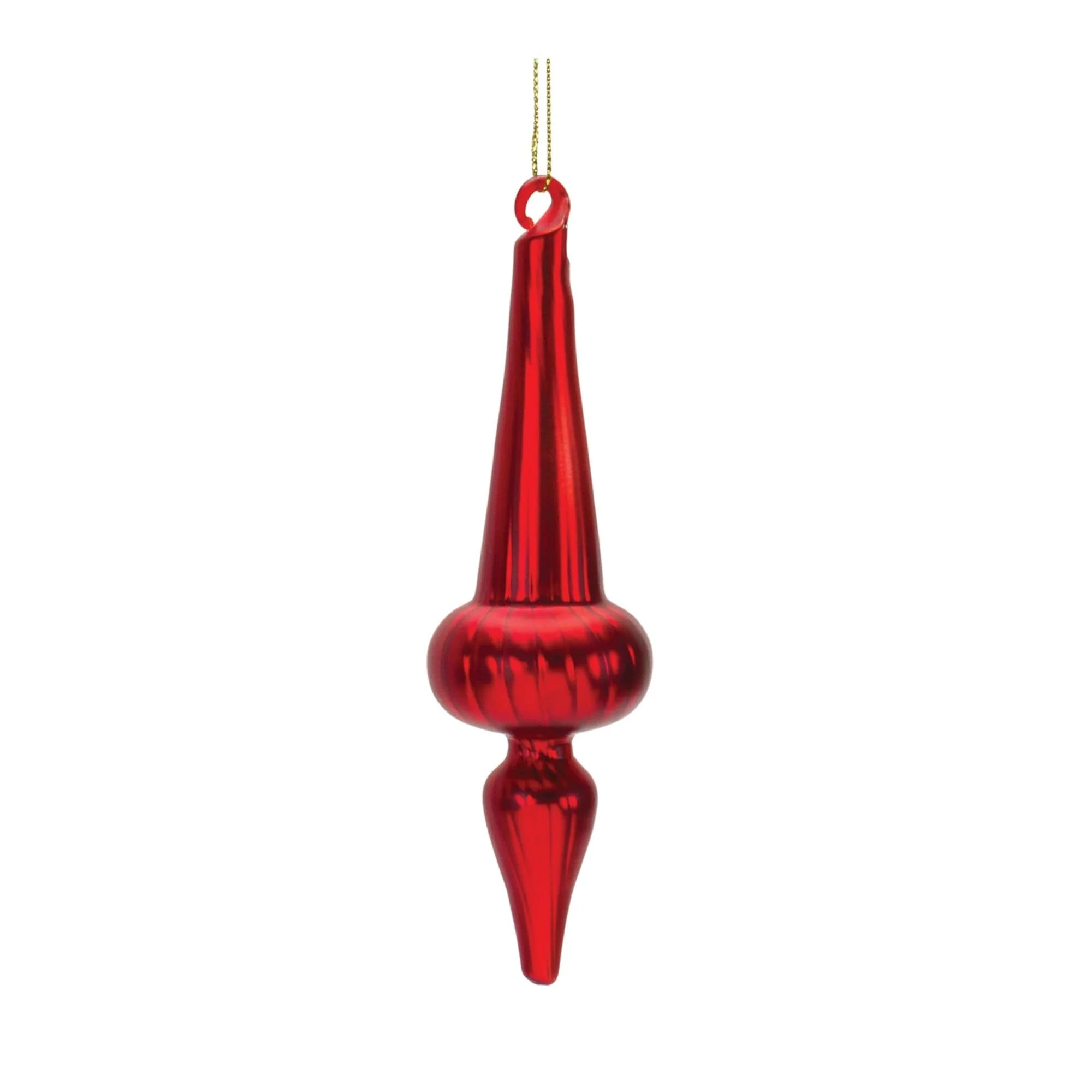 Shiny Ribbed Glass Christmas Finial Drop Ornaments 6