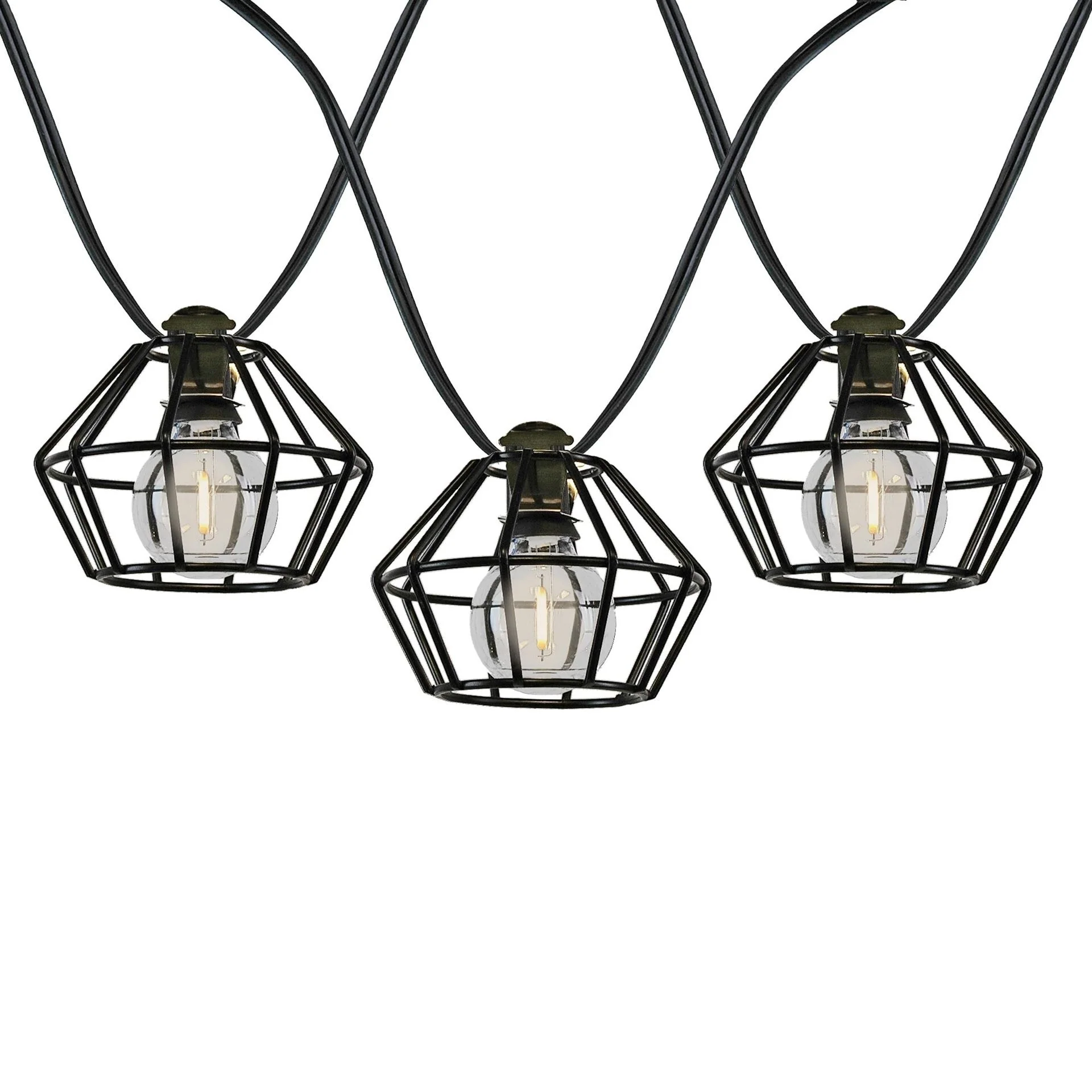 Novelty Lights G40 LED Outdoor Lantern Cafe String Lights with Metal Lampshades - Café