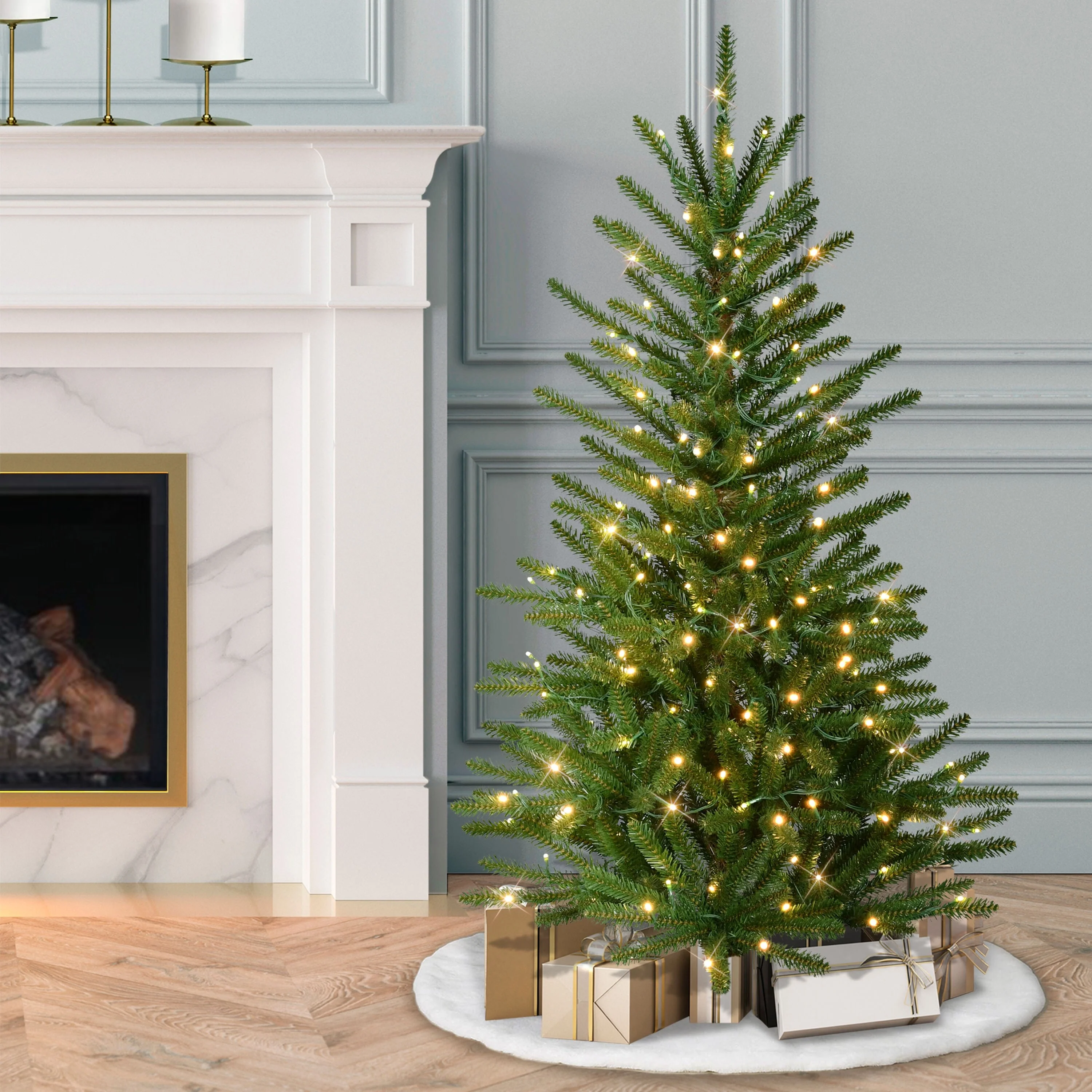 Puleo International 4.5' Pre-Lit Artificial Mountain View Spruce Tree