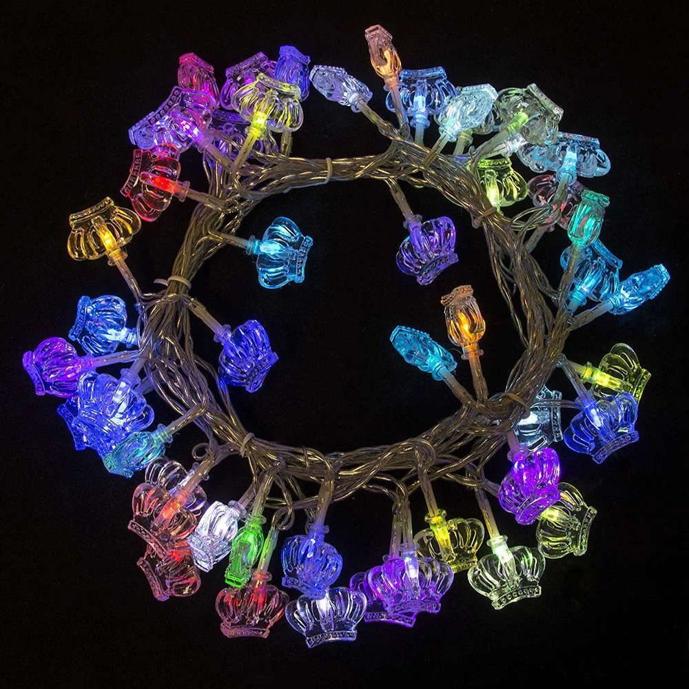 ALEKO Electric 50 LED Multicolor Crown Christmas Light Lot of 2