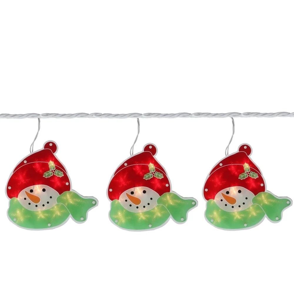 Set of 5 Lighted Snowman Christmas Glitter Holographic Window Silhouette Decoration 8