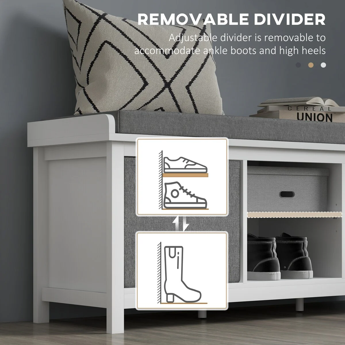 Shoe Bench with Cushion,Storage Bench for Entryway with Padded Seat,2 Drawers and Adjustable Shelf for Hallway