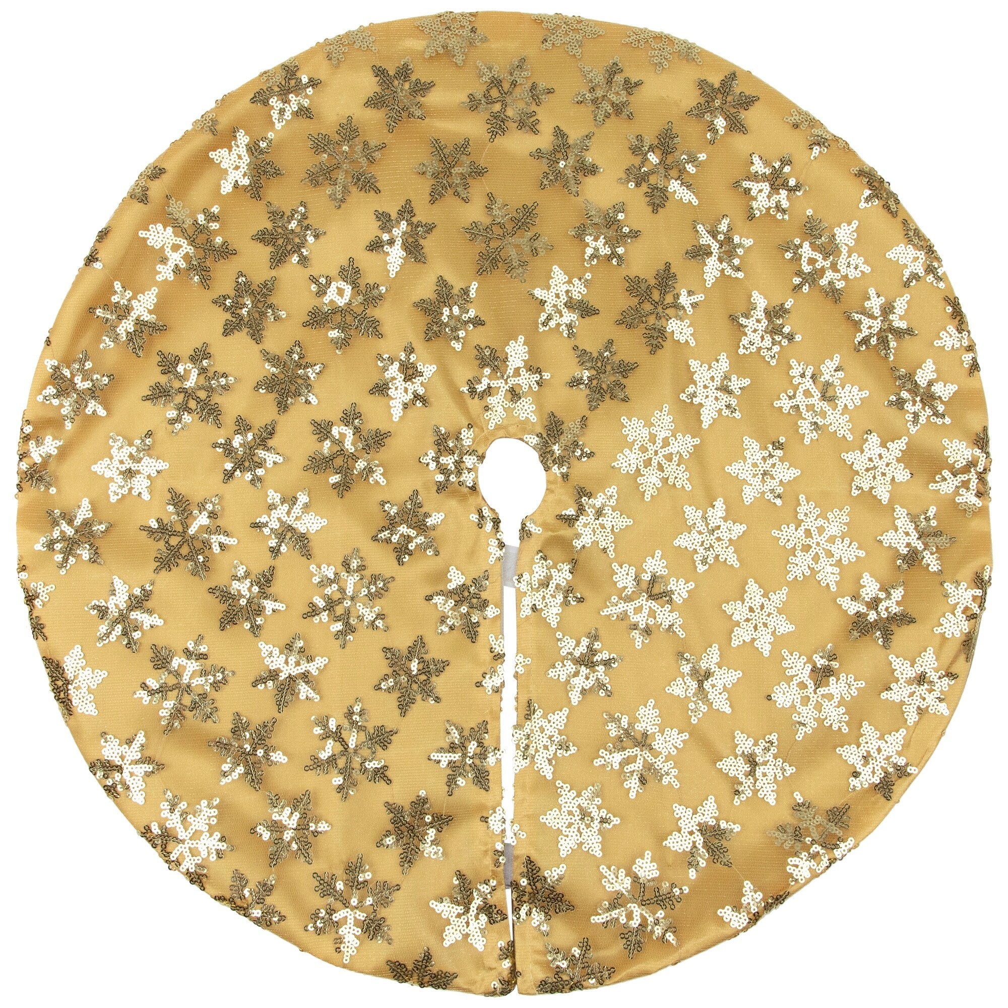 equin Snowflake Pattern Mini Christmas Tree Skirt - Gold - 20