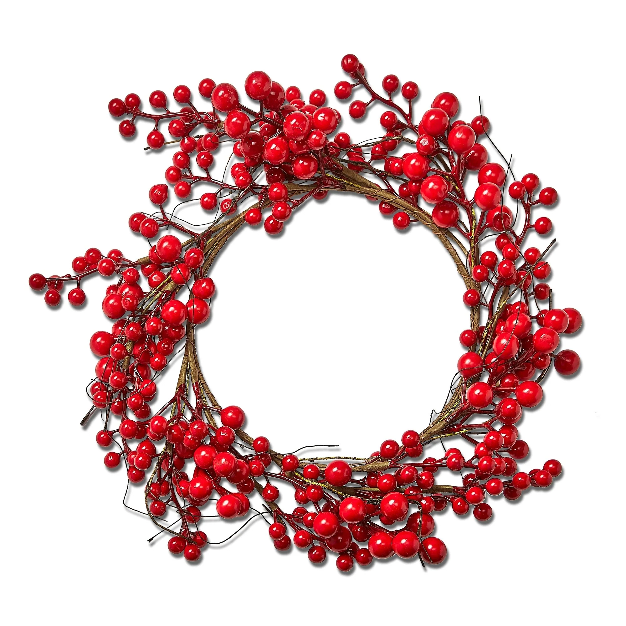 Large Red Berry Artificial Floral Wreath, Holiday Christmas Wall Decoration 15