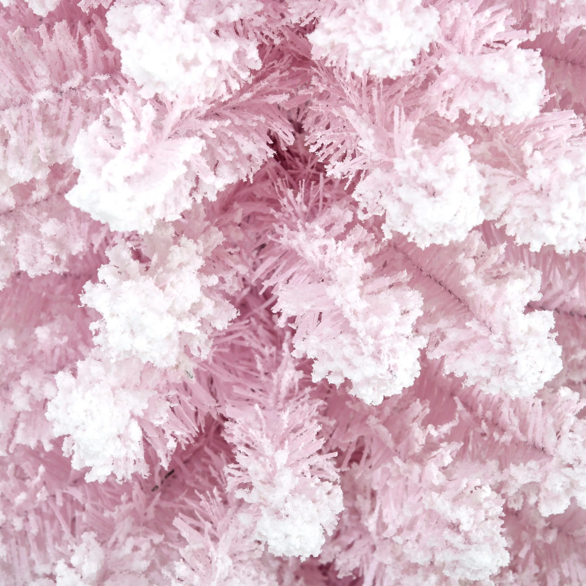 Slim Pink 6ft Snow Flocked Christmas Tree with Plastic Base Stand for Easy Indoor Decoration