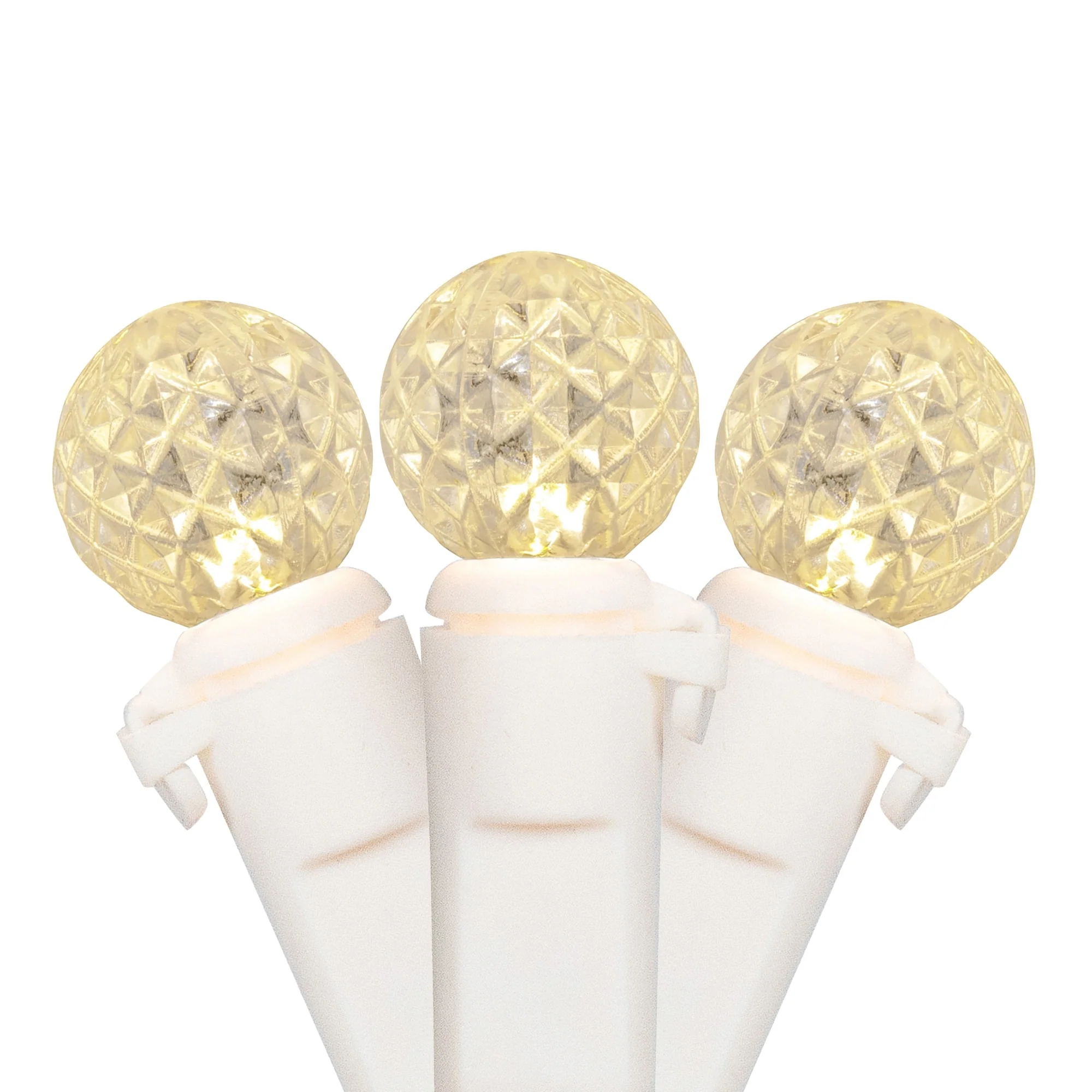 50 Count Warm White LED G12 Berry Mini Christmas Lights, White Wire