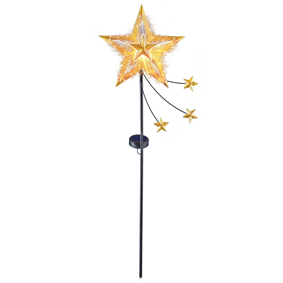 LED Lighted Golden Star Solar Powered Garden Stake - Gold - 9.63 x 36 x 2.75