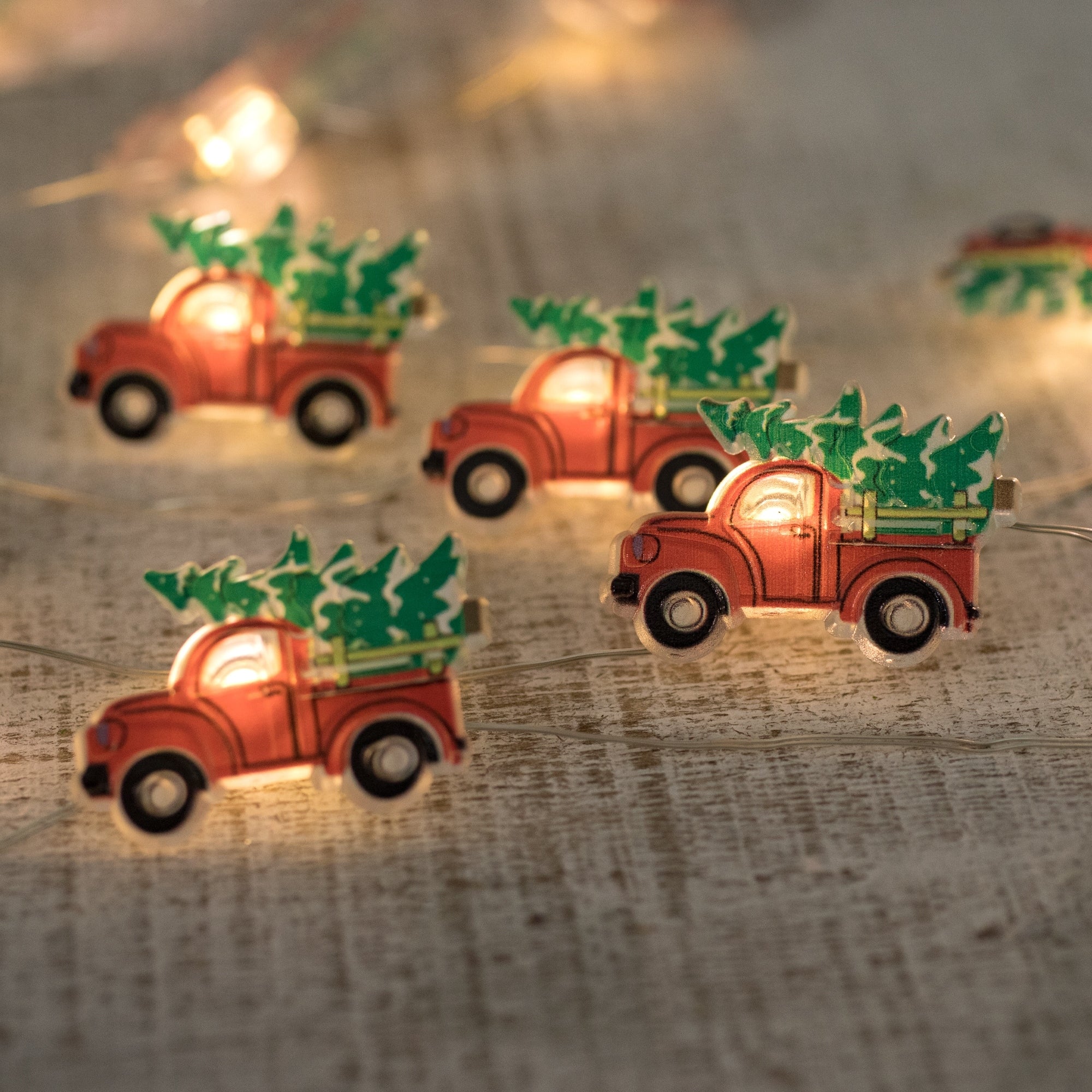 20ct LED Truck Hauling Tree Micro Christmas Light Set 6ft Silver Wire