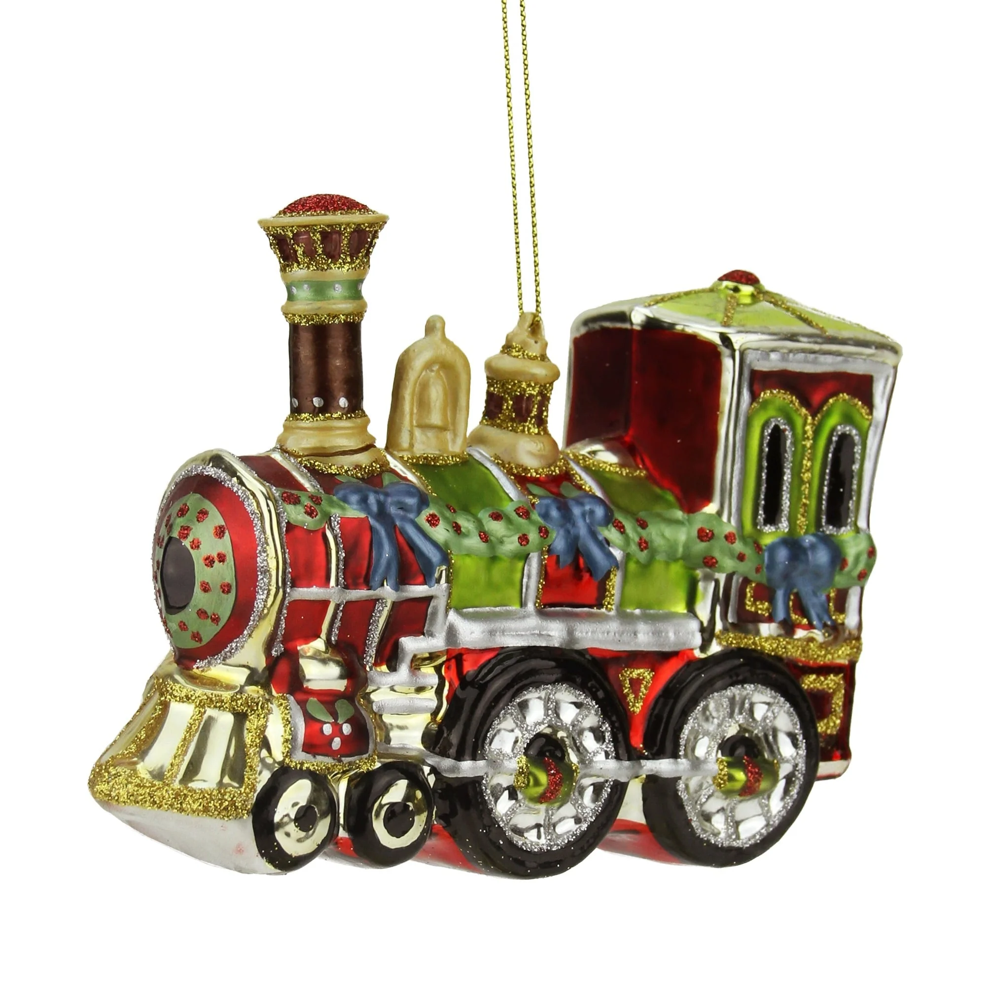 Train Glittered Glass Christmas Ornament - 5.5