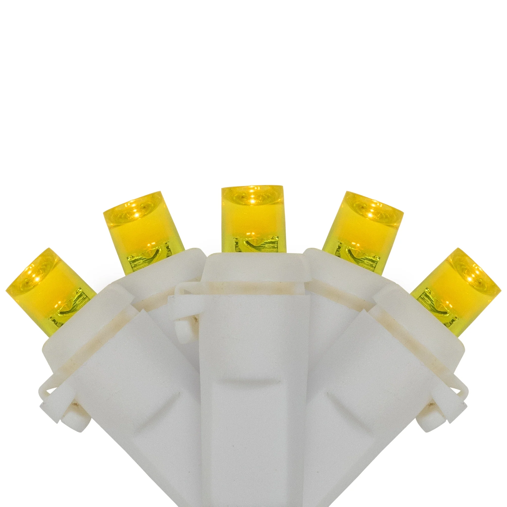 LED Wide Angle Christmas Lights - Yellow - 33' White Wire - 100 ct
