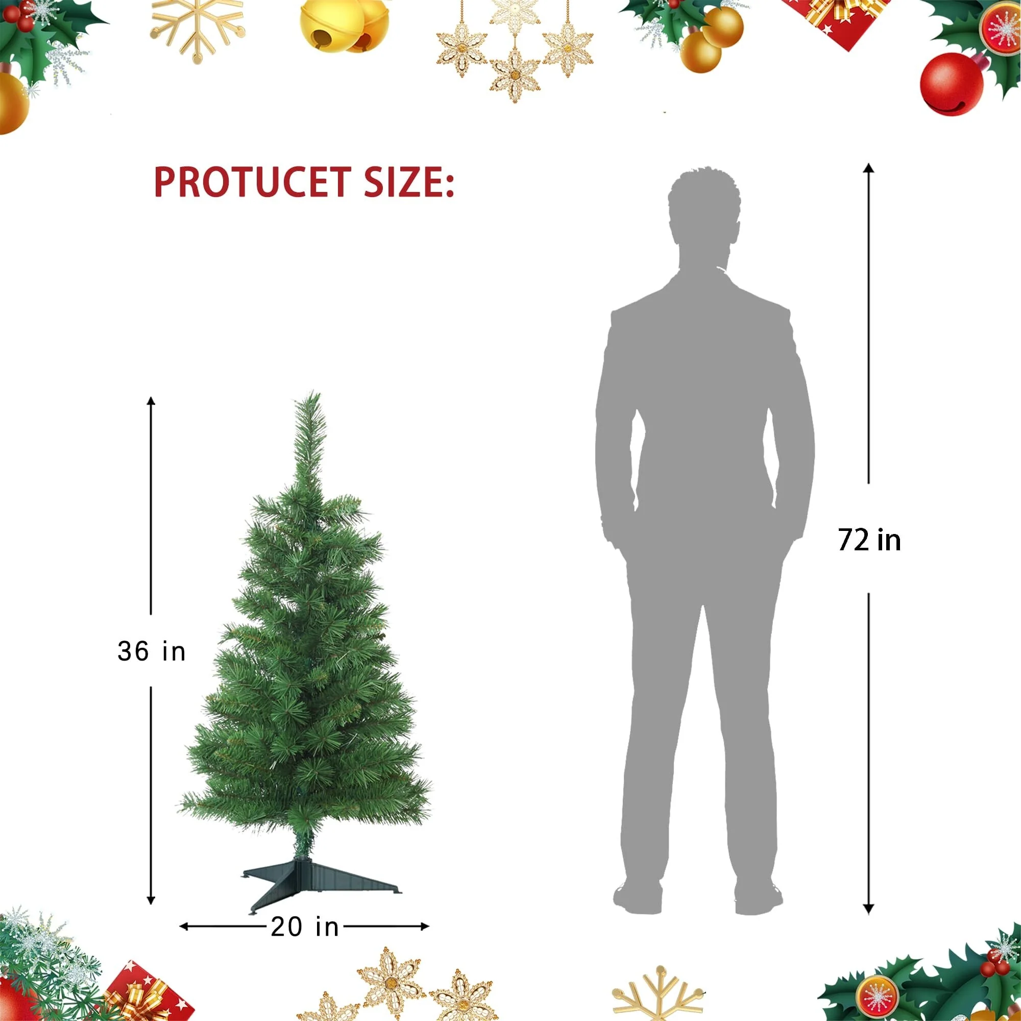 3' Artificial PVC Christmas Tree