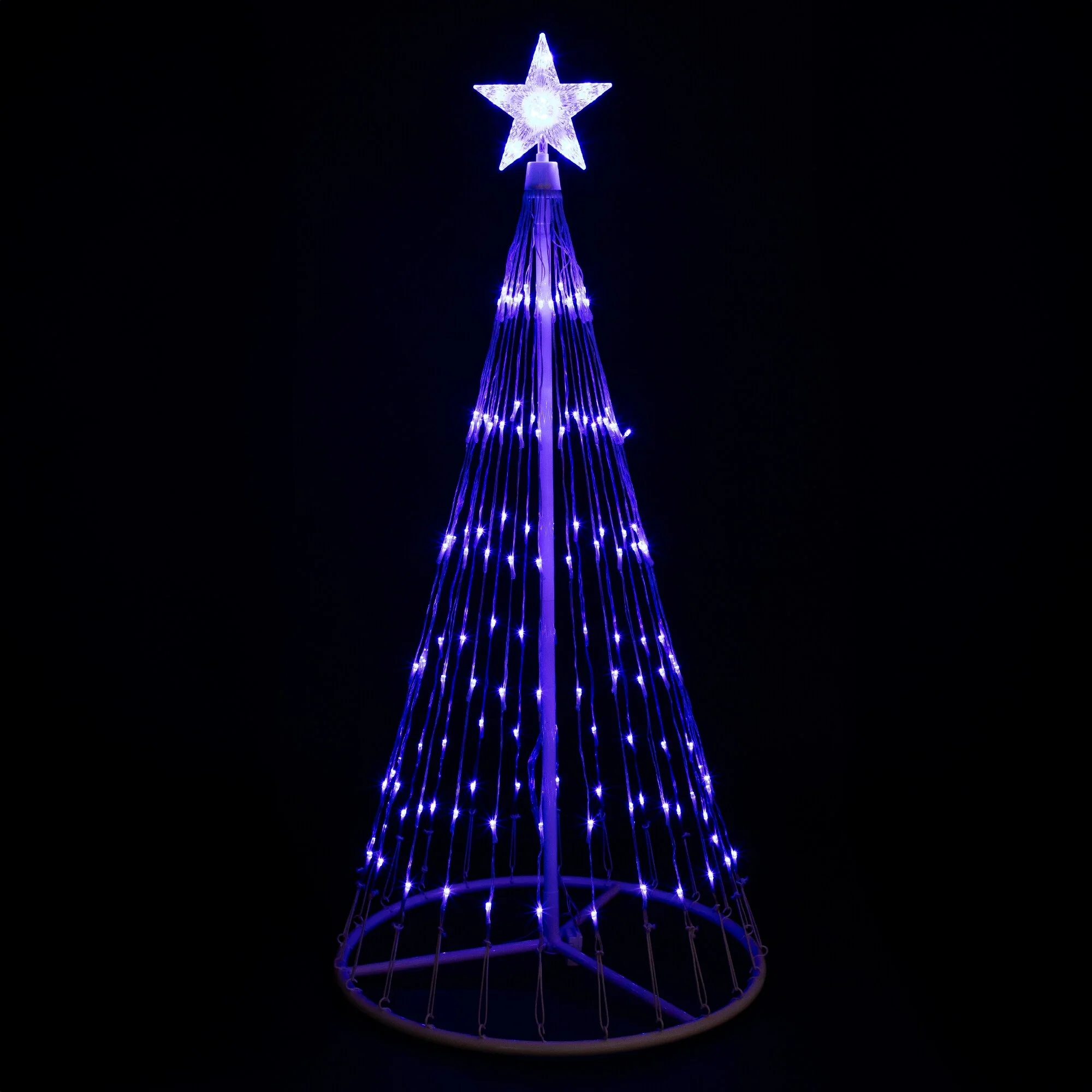 LED Lighted Show Cone Christmas Tree with Star - 4' - Blue - White