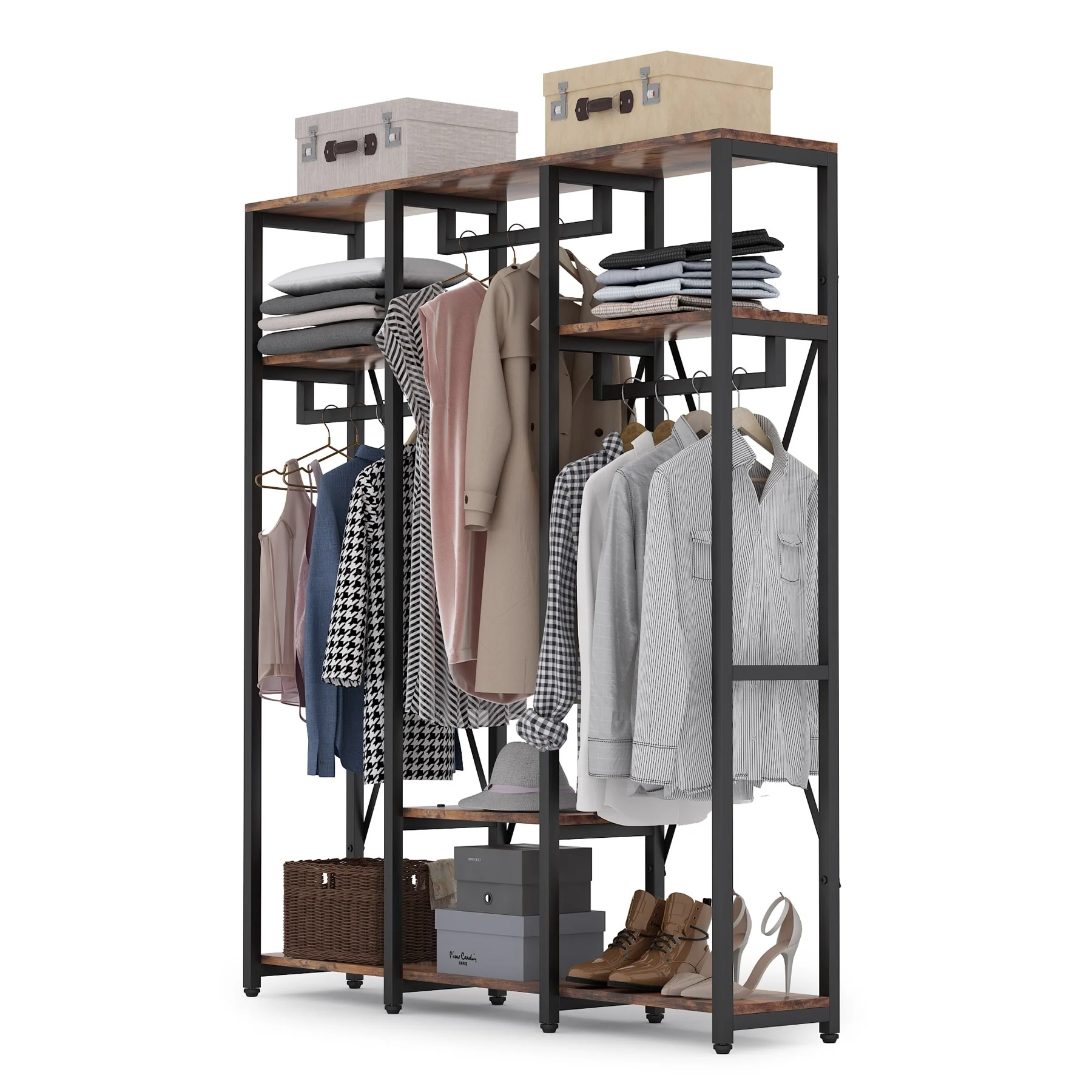 Tribesigns FreeStanding Closet Organizer, 3 Rod Garment Rack