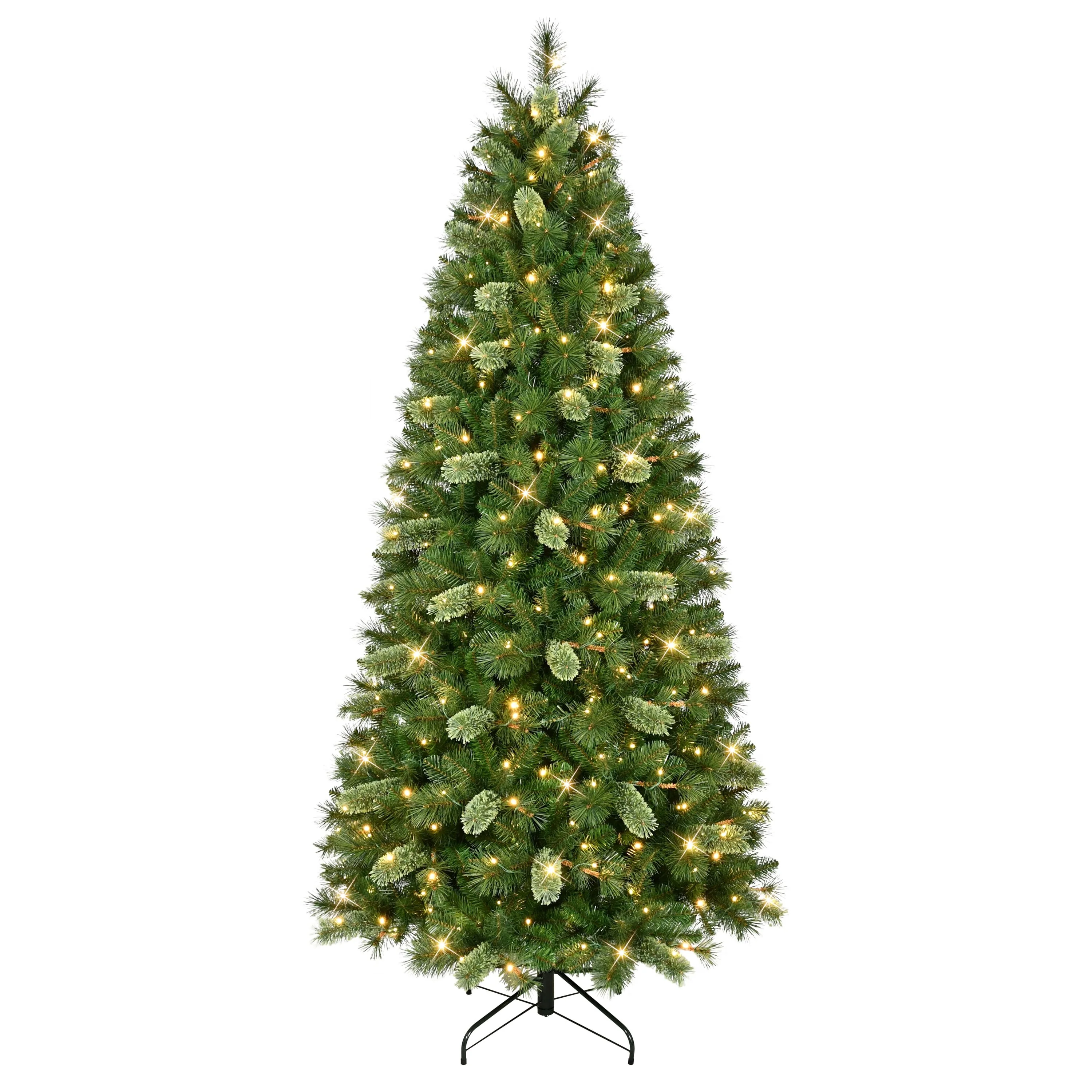 Puleo International 7.5' Pre-Lit Artificial Slim Teton Pine Tree with 350 LED Lights