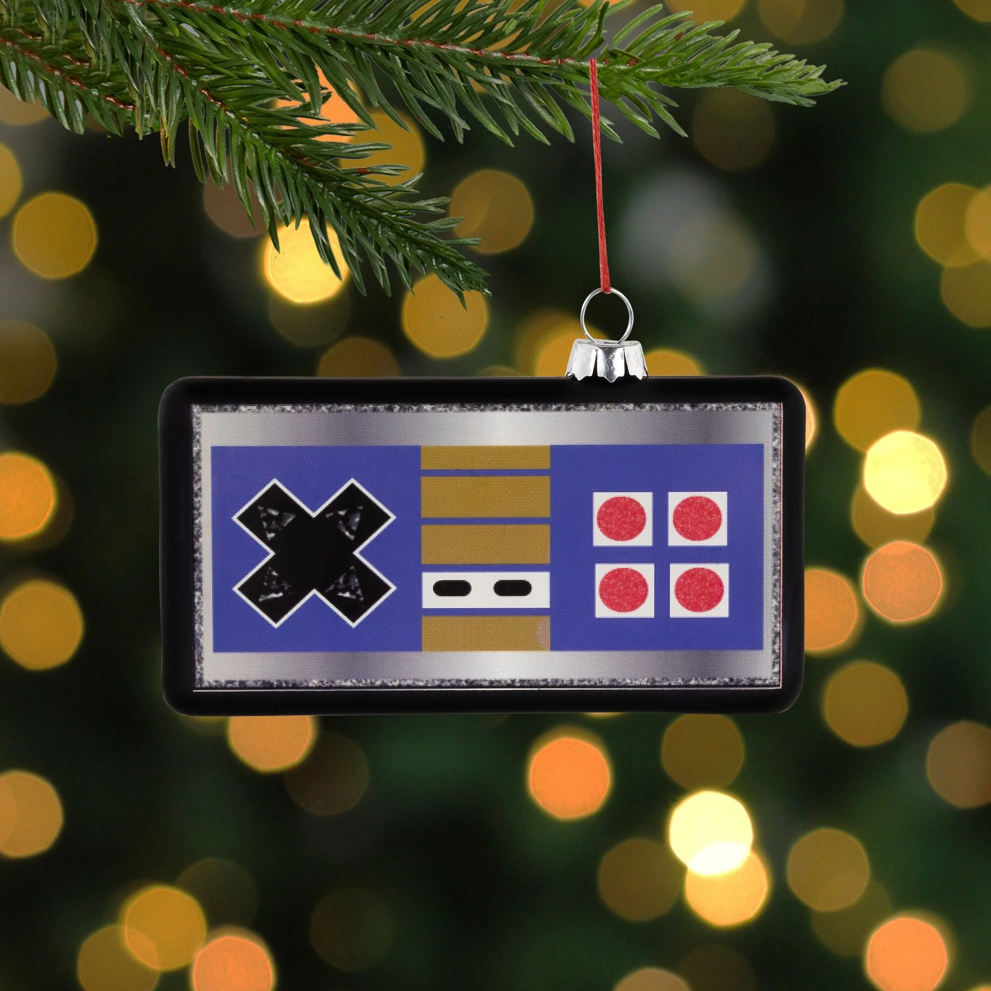 Retro Game Controller Glass Christmas Ornament - 4.25