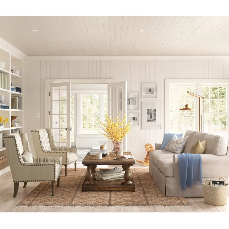 Pike 85" Rolled Arm Slipcovered Sofa with Reversible Cushions