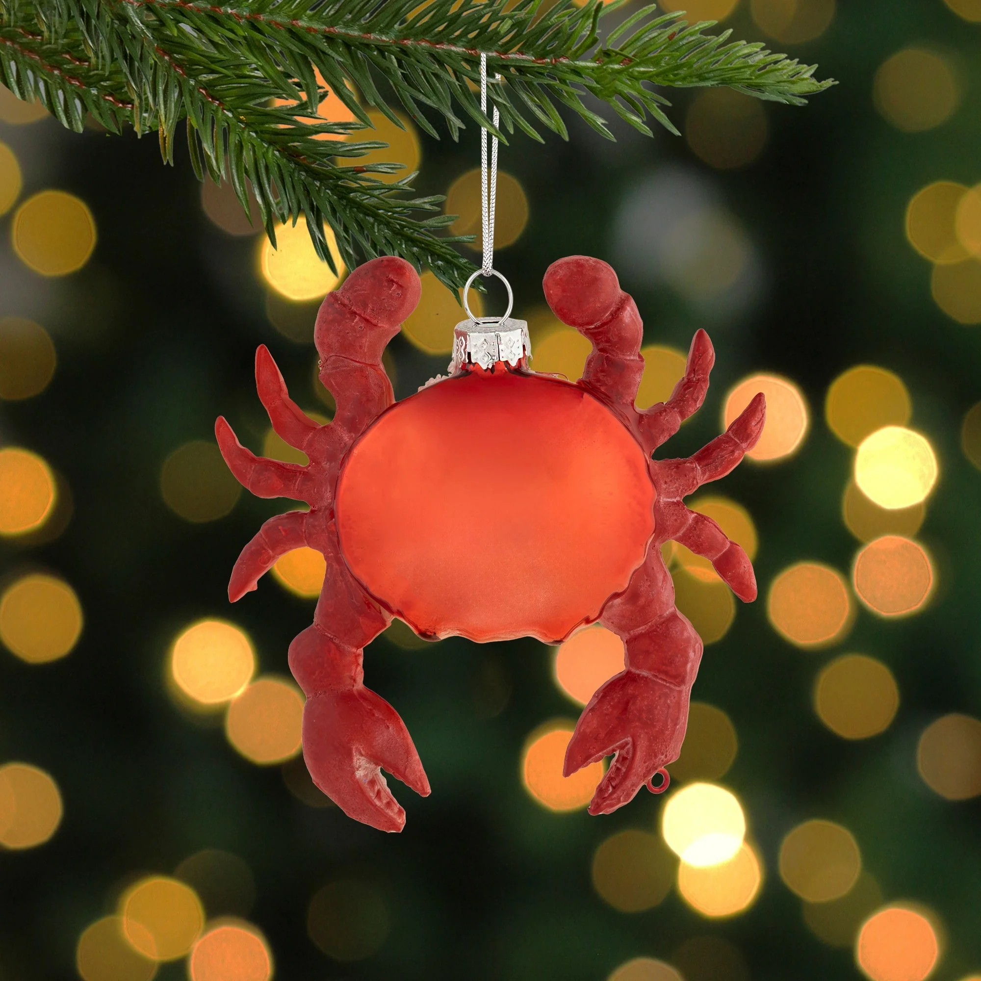 Shelled Crab Glass Christmas Ornament - 4