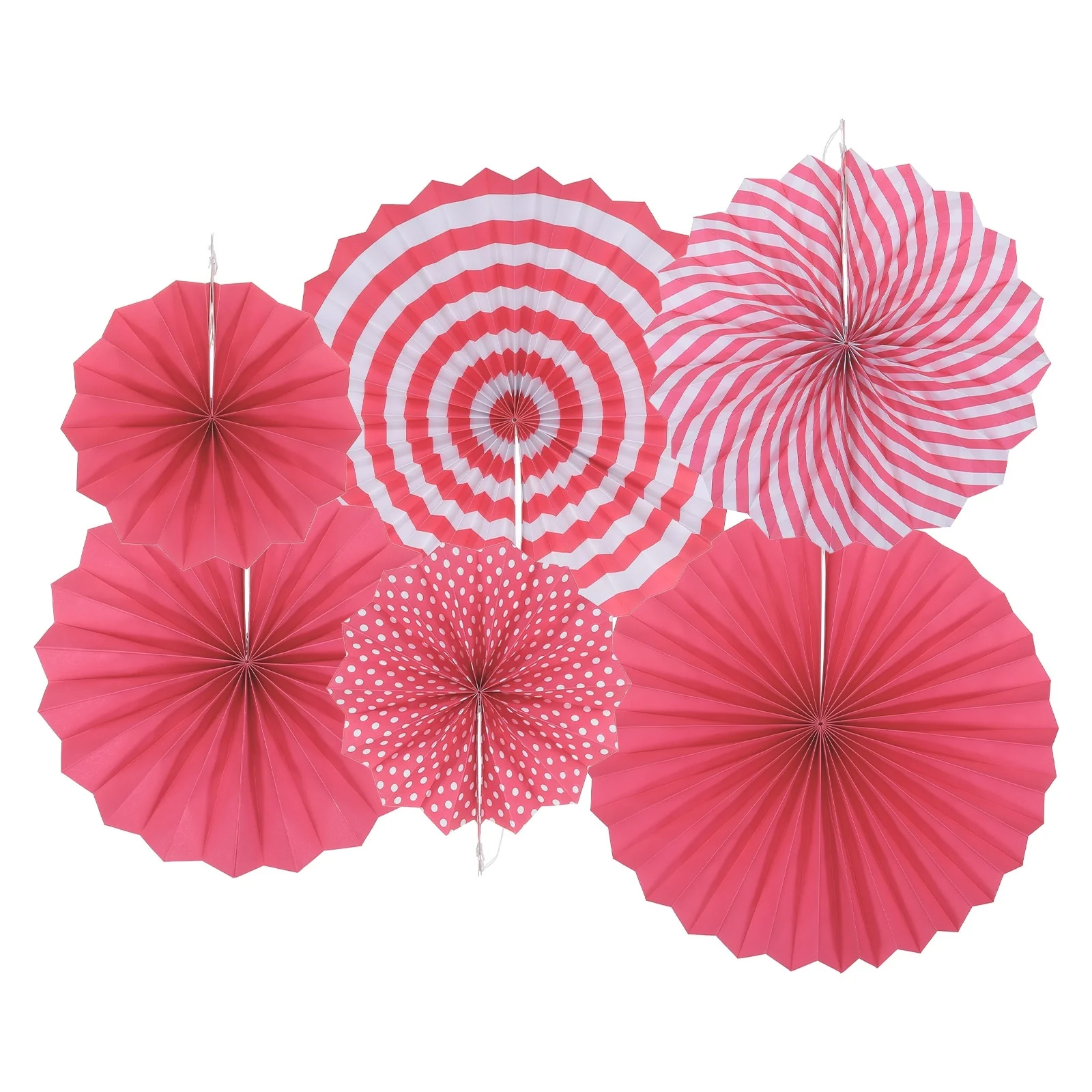 Hanging Paper Fans Party Set 12Pcs Decoration for Birthday,Wedding Rose Red - Rose Red