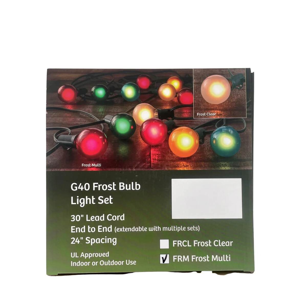 Light Set G40 Frost 14 Bulb End to End - 28 Feet