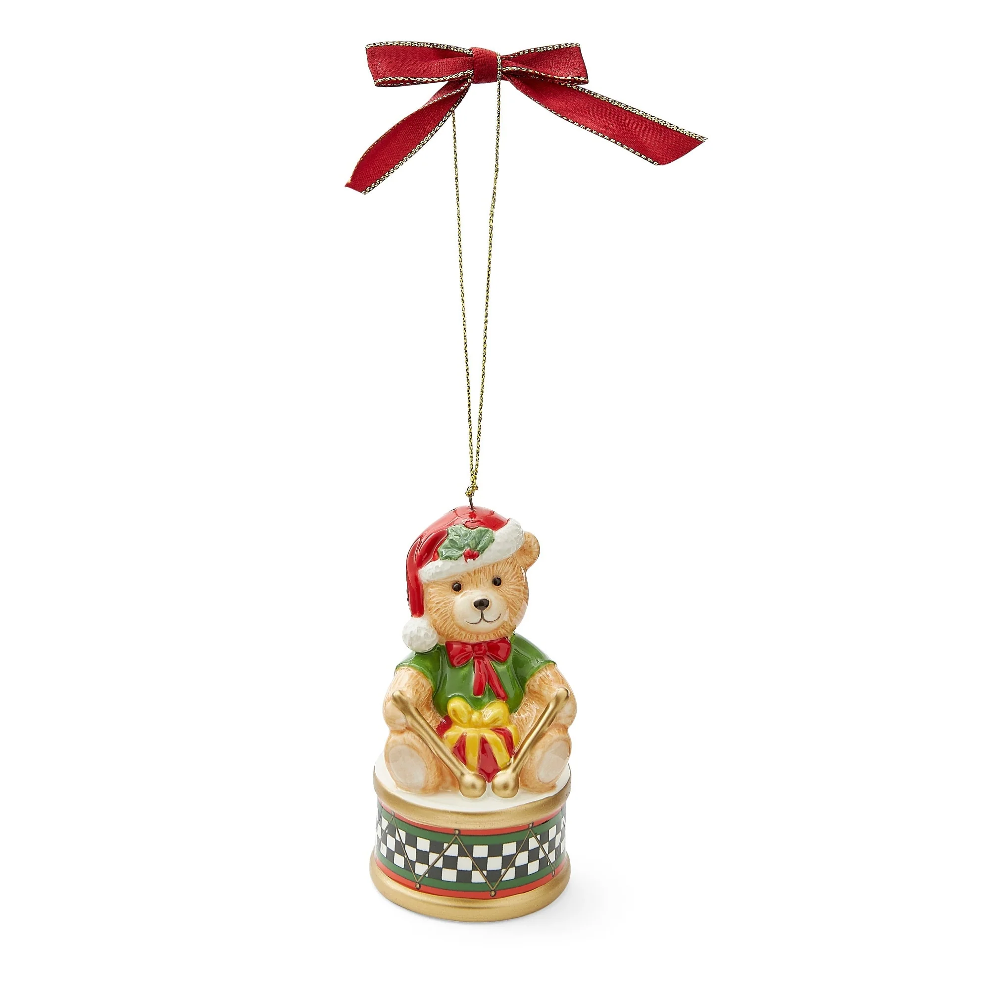 Spode Tree Teddy Bear On A Drum Ornament
