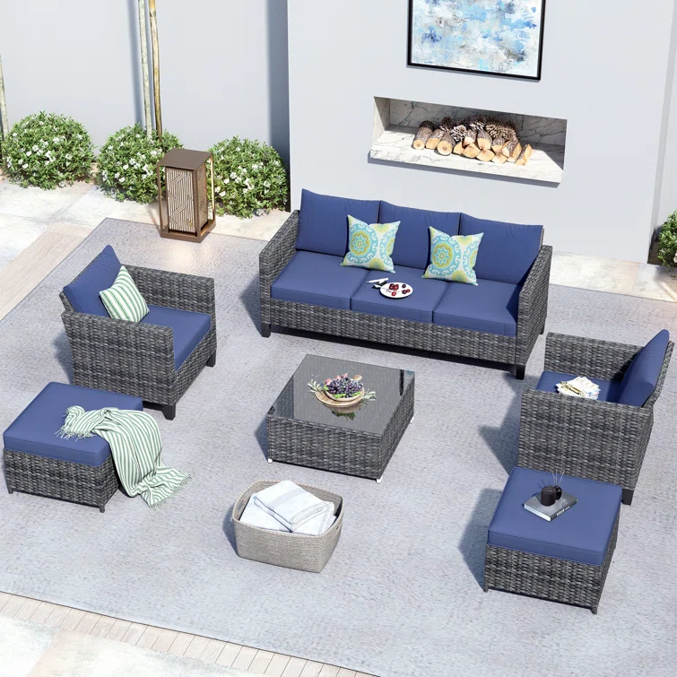 5 - Person Outdoor Seating Group with Cushions (Set of 6)