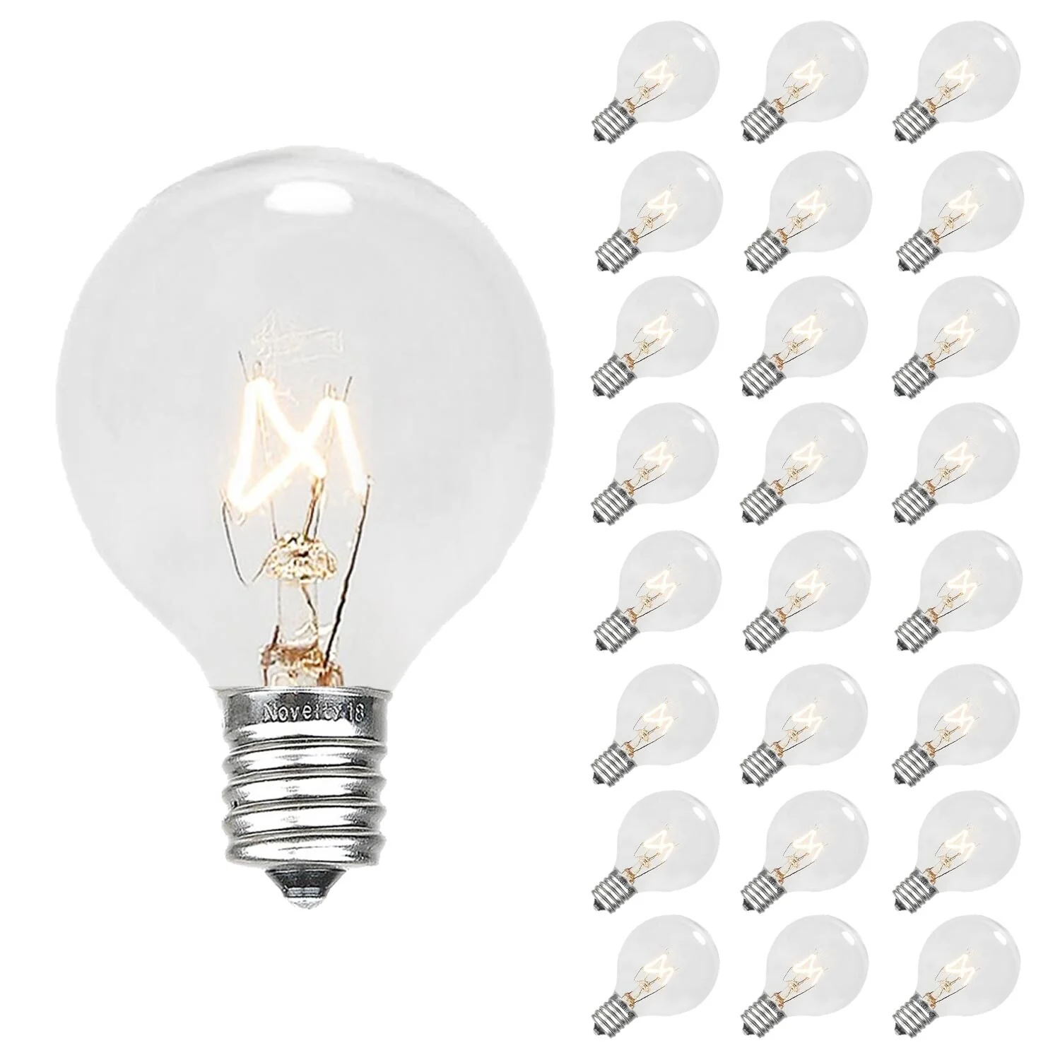 G50 Outdoor Globe Patio String Lights - Set of E12 Clear Bulbs