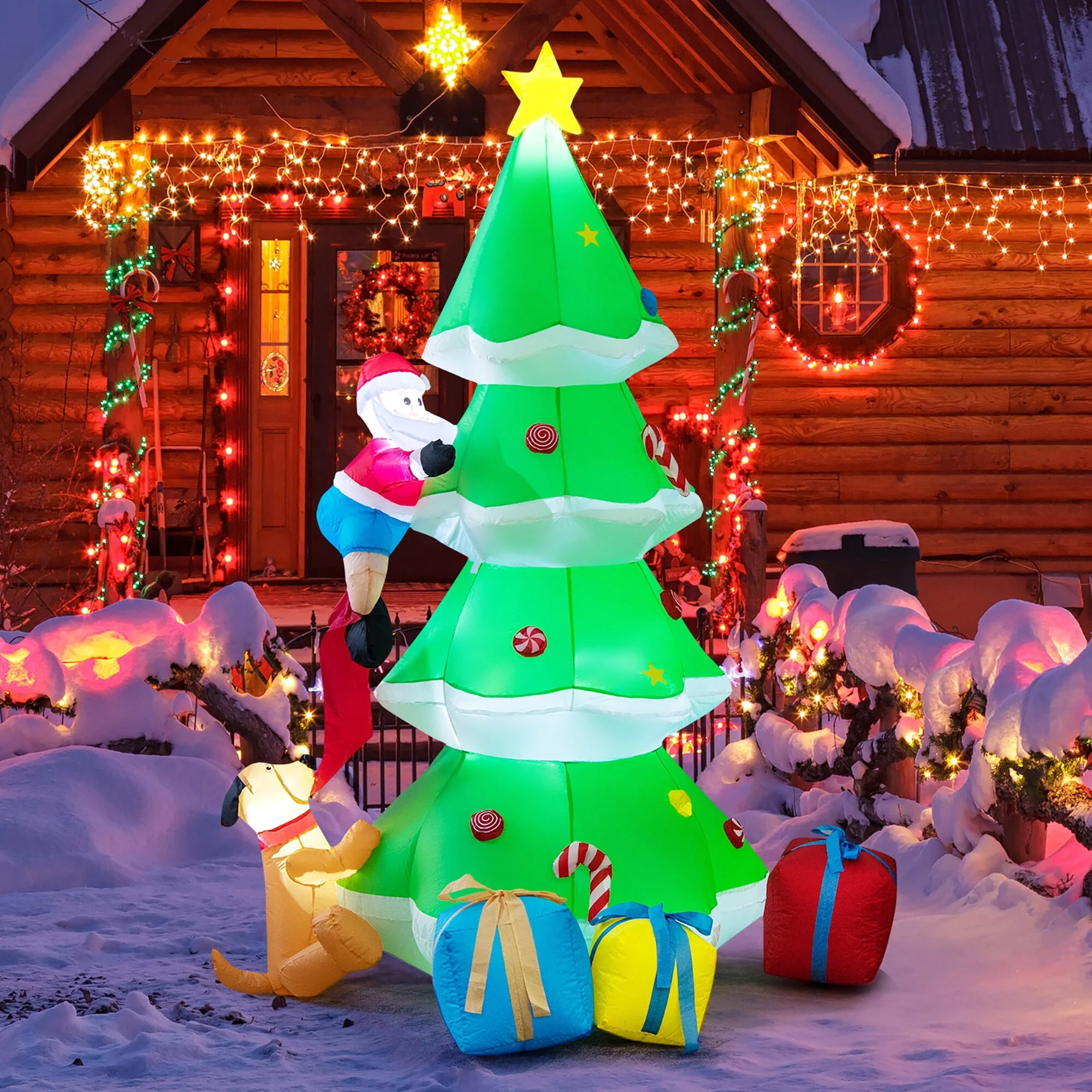 Costway 7 FT Inflatable Christmas Tree with Santa Claus & Dog - See Details